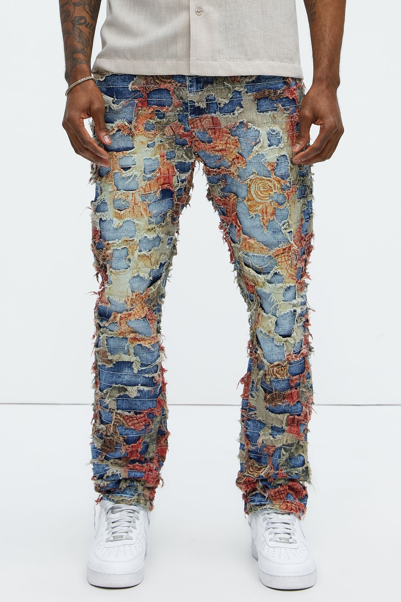 Edgar Vintage Shredded Slim Jeans - Medium Wash Fashion Nova