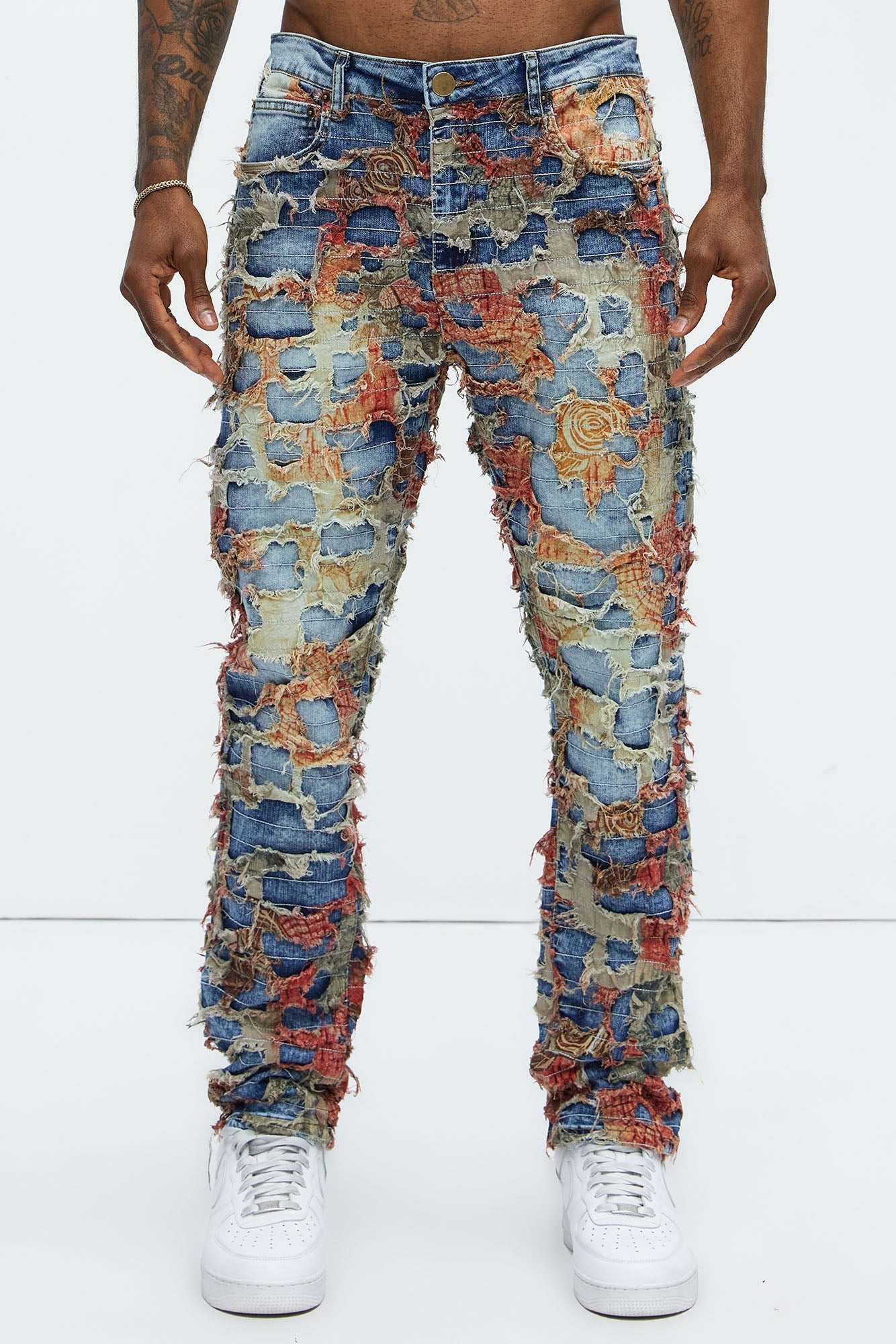 Edgar Vintage Shredded Slim Jeans - Medium Wash Fashion Nova