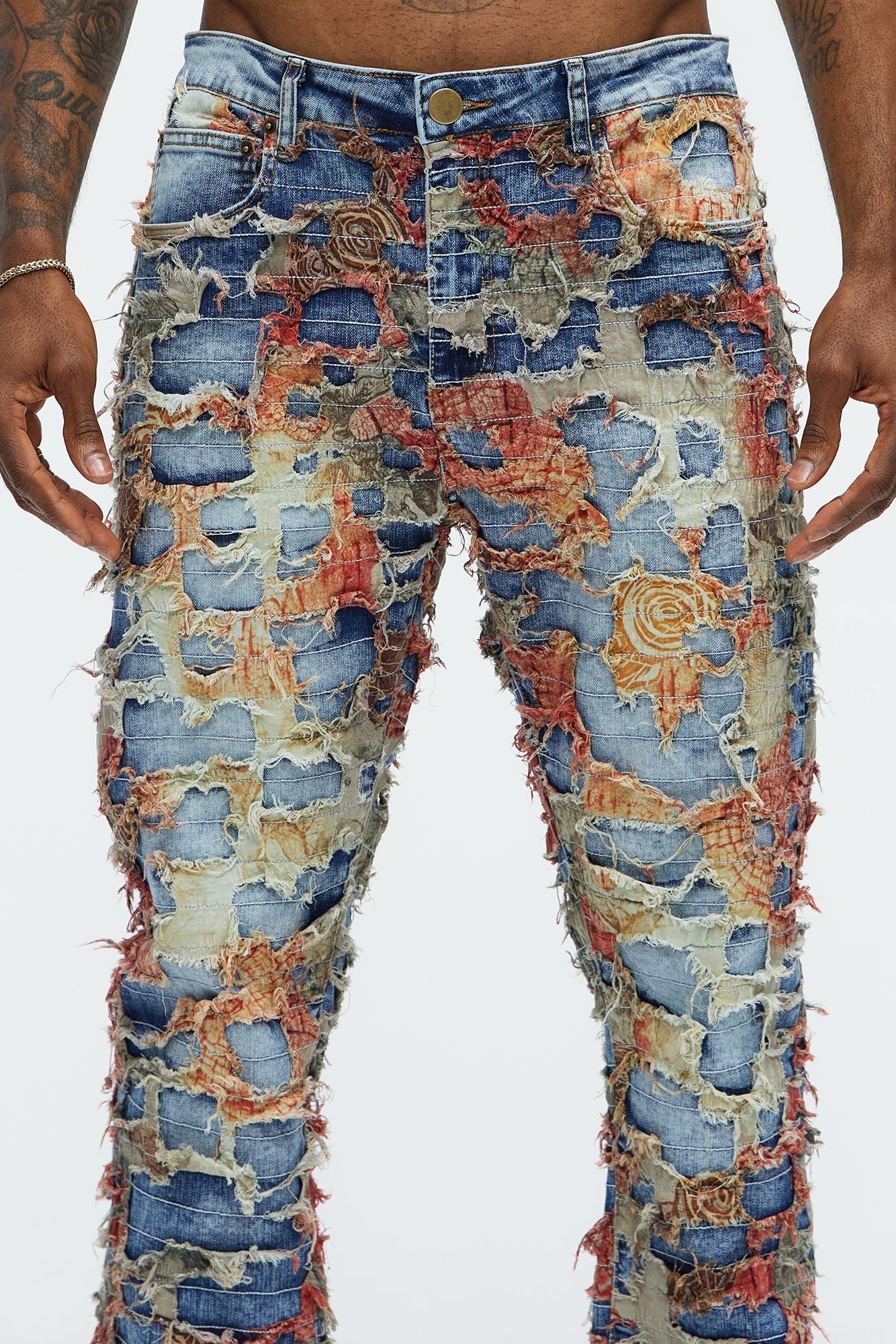 Edgar Vintage Shredded Slim Jeans - Medium Wash Fashion Nova