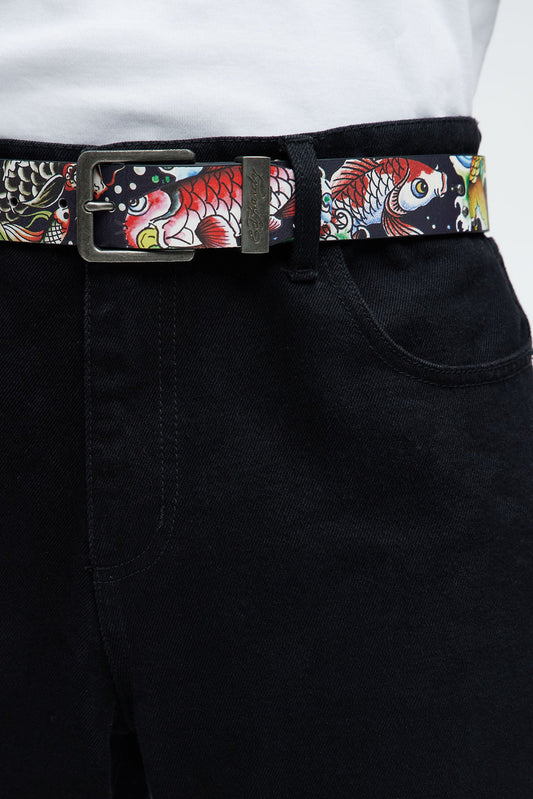 Ed Hardy Koi Graphic Belt - Multi Color Fashion Nova