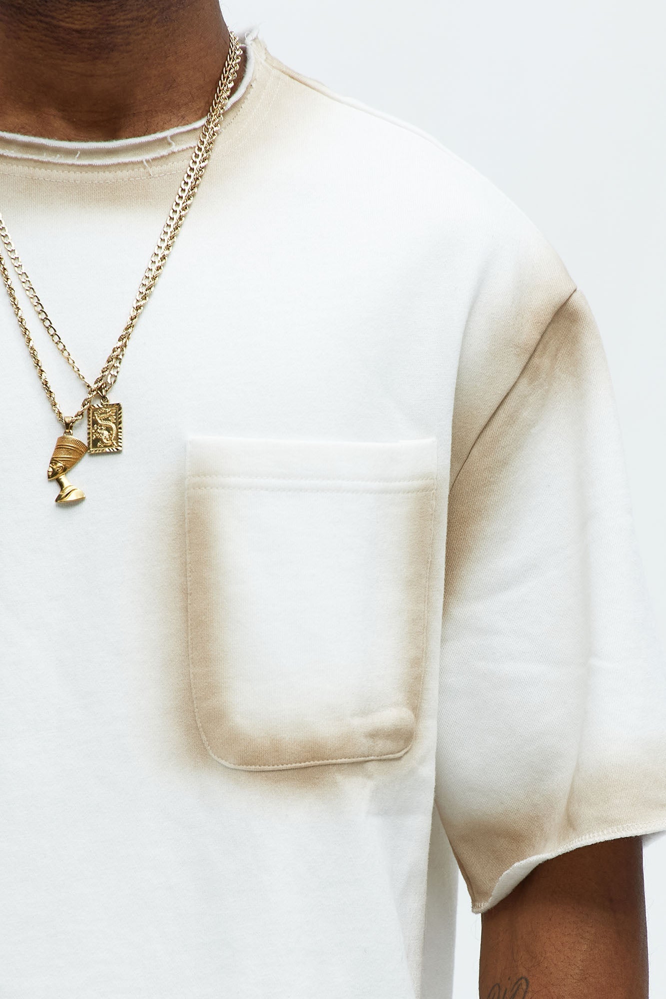 Tyson Blurred Lines Relaxed Fleece Tee - Cream Fashion Nova