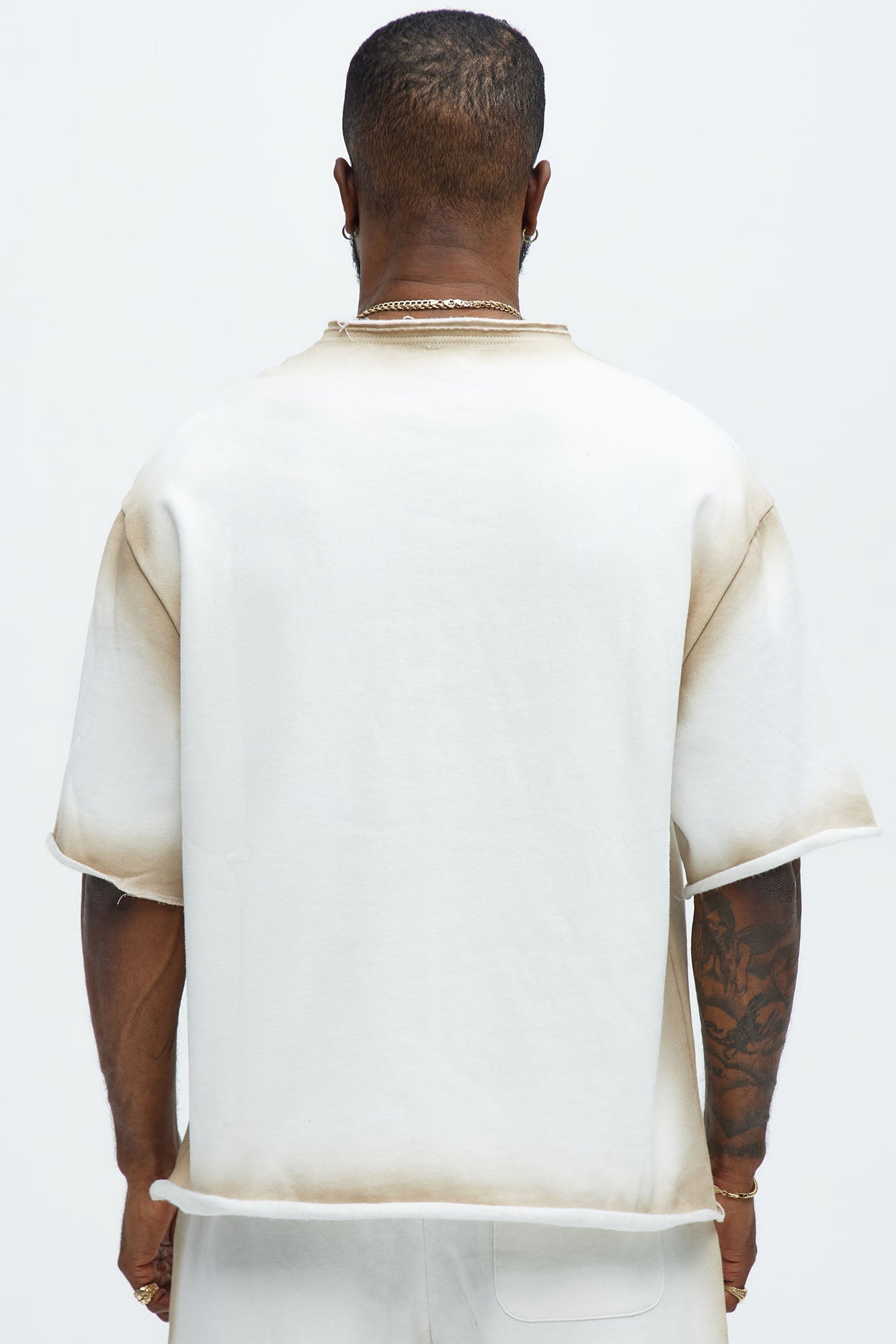 Tyson Blurred Lines Relaxed Fleece Tee - Cream Fashion Nova