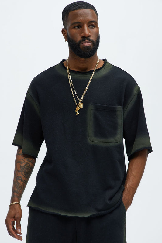 Tyson Blurred Lines Relaxed Fleece Tee - Black Fashion Nova