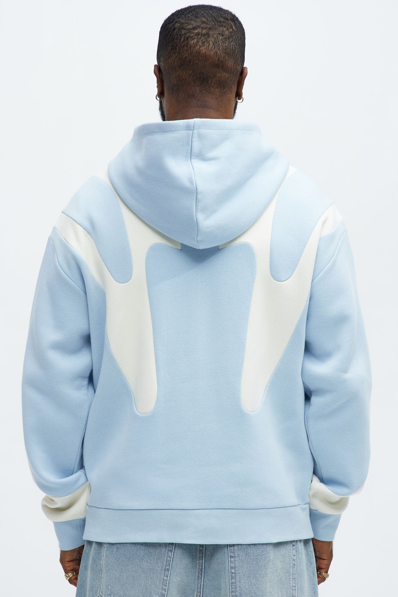 Tyson Oasis Paneled Zip Up Hoodie - Blue/combo Fashion Nova