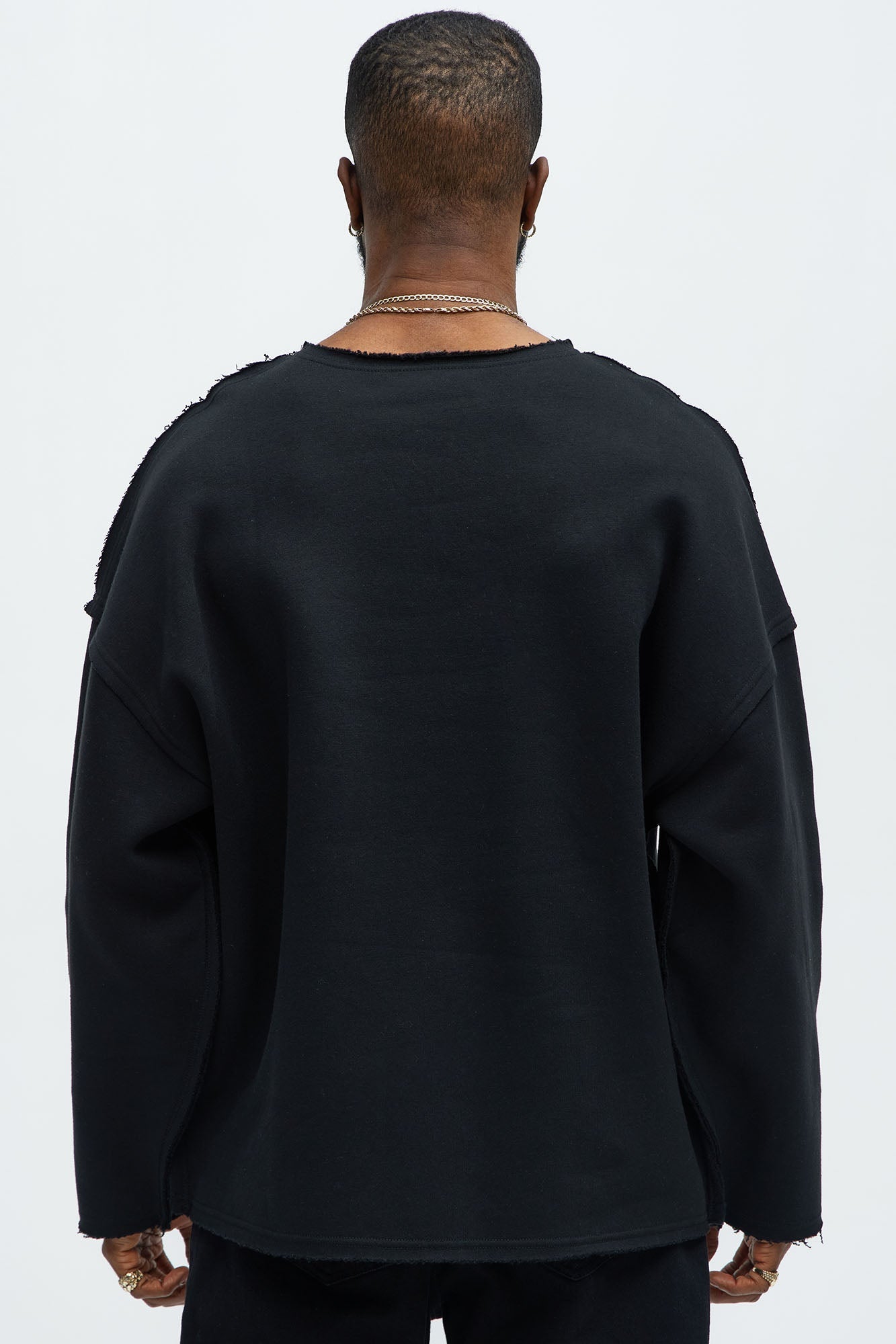 Tyson Luxury Dept Frayed Oversized Sweatshirt - Black Fashion Nova