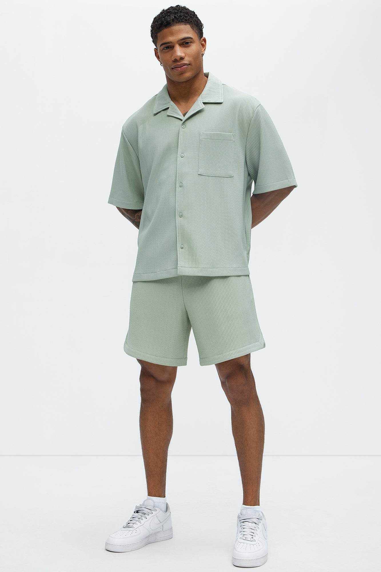 Show Up Short Sleeve Cuban Shirt - Sage Fashion Nova