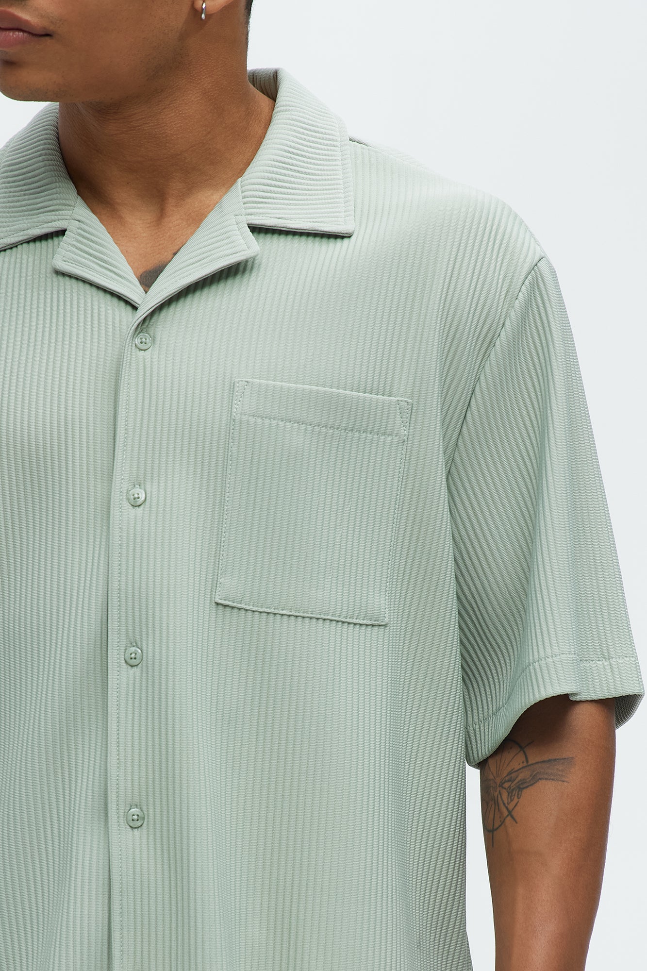 Show Up Short Sleeve Cuban Shirt - Sage Fashion Nova