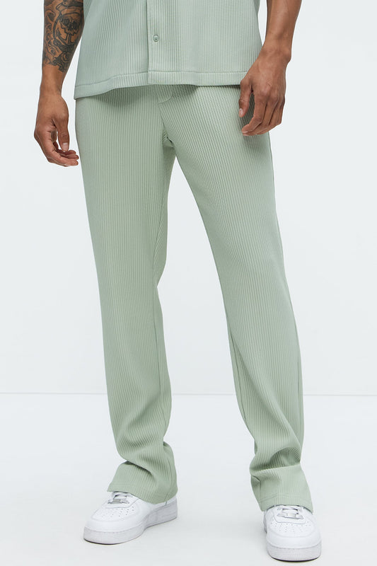 Show Up Slim Slit Pants - Sage Fashion Nova