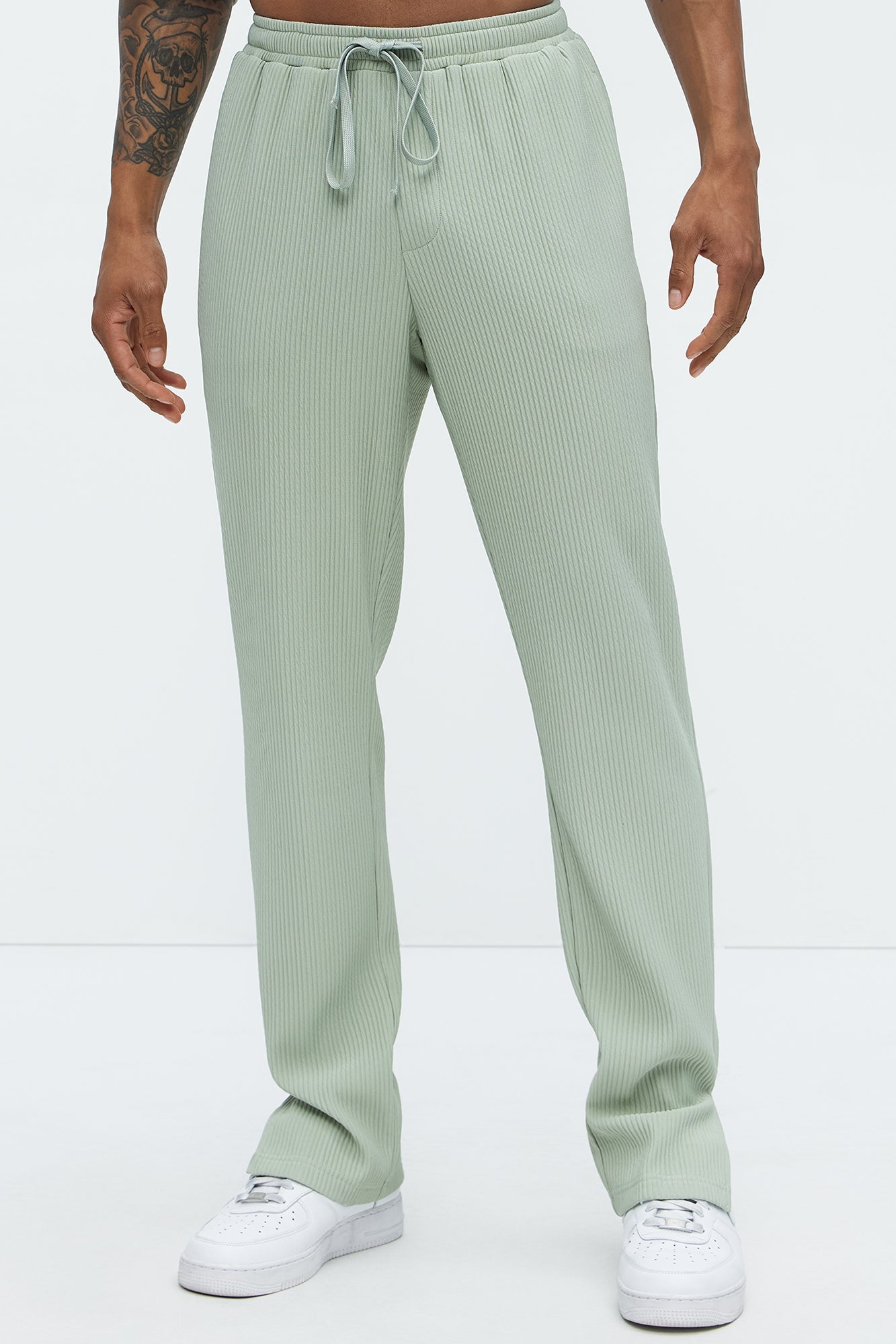 Show Up Slim Slit Pants - Sage Fashion Nova