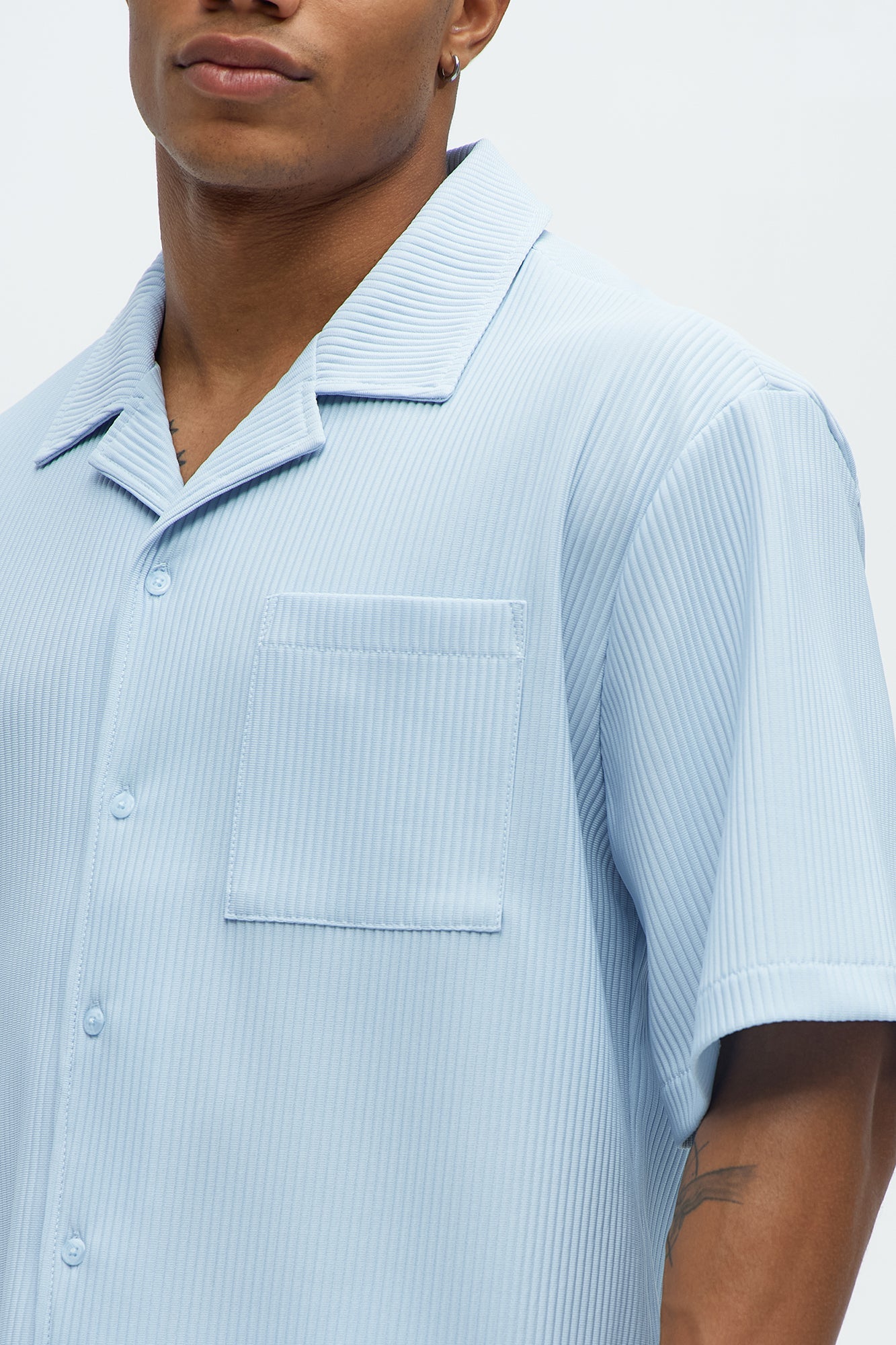 Show Up Short Sleeve Cuban Shirt - Light Blue Fashion Nova