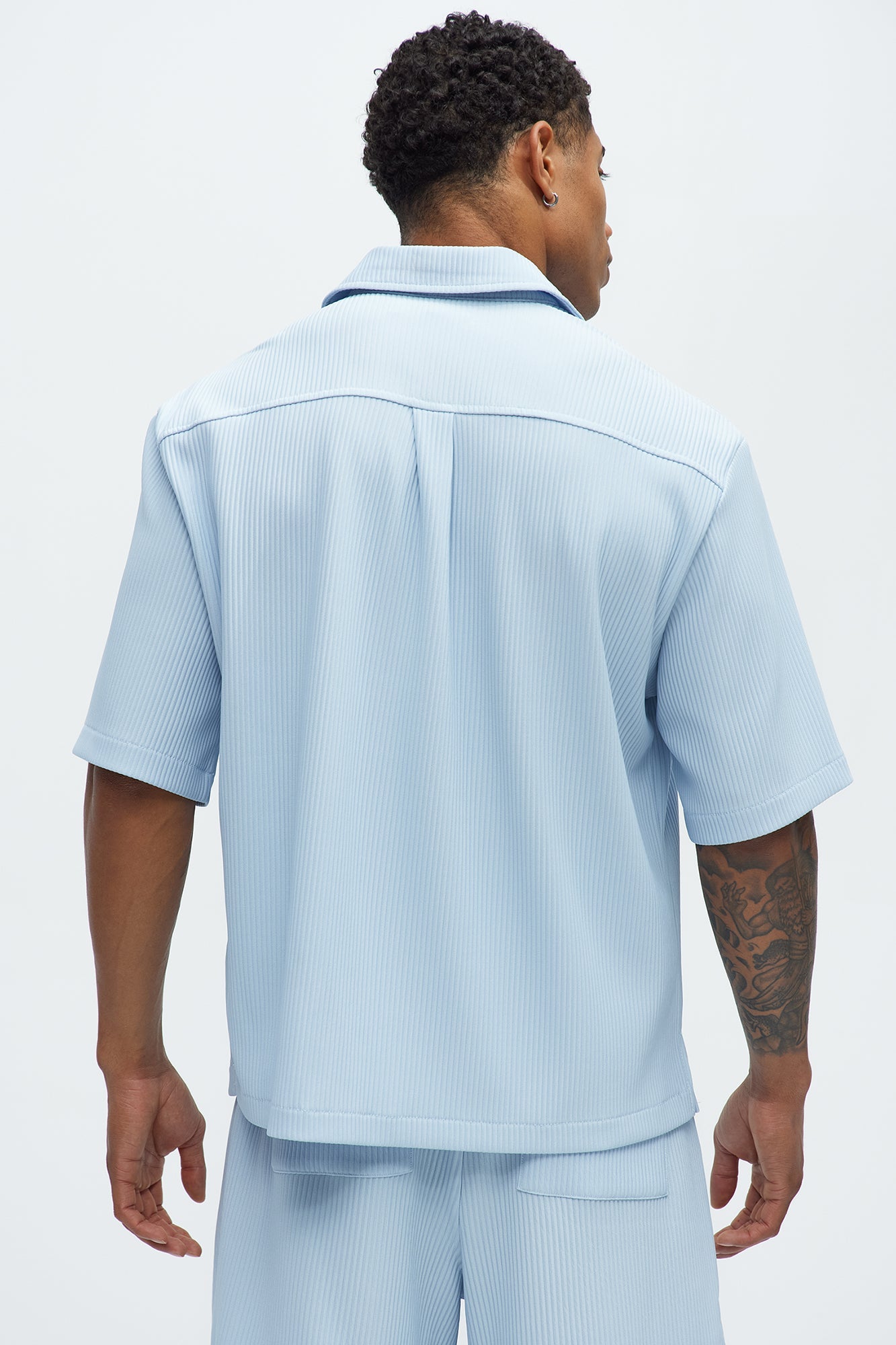 Show Up Short Sleeve Cuban Shirt - Light Blue Fashion Nova