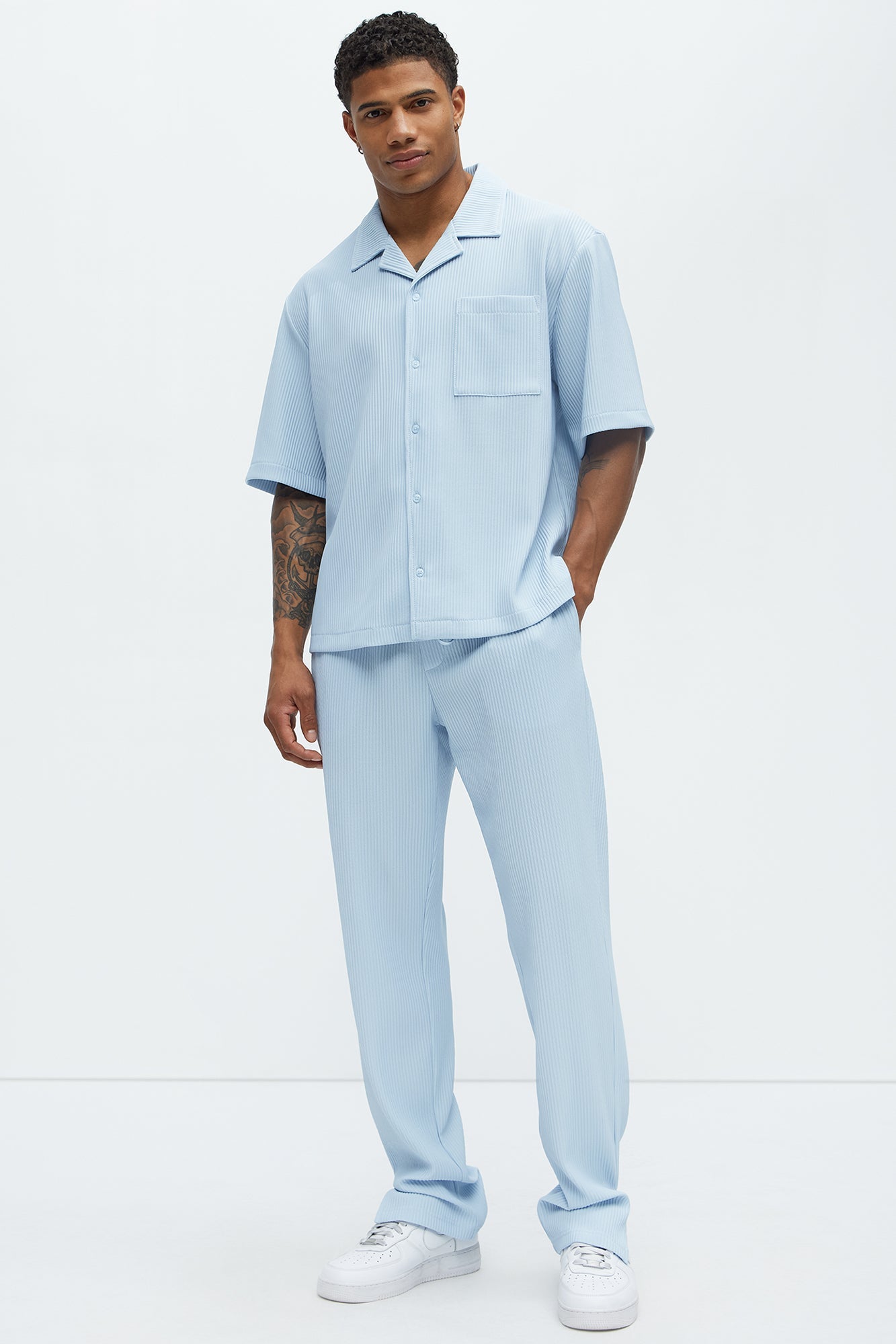 Show Up Slim Slit Pants - Light Blue Fashion Nova