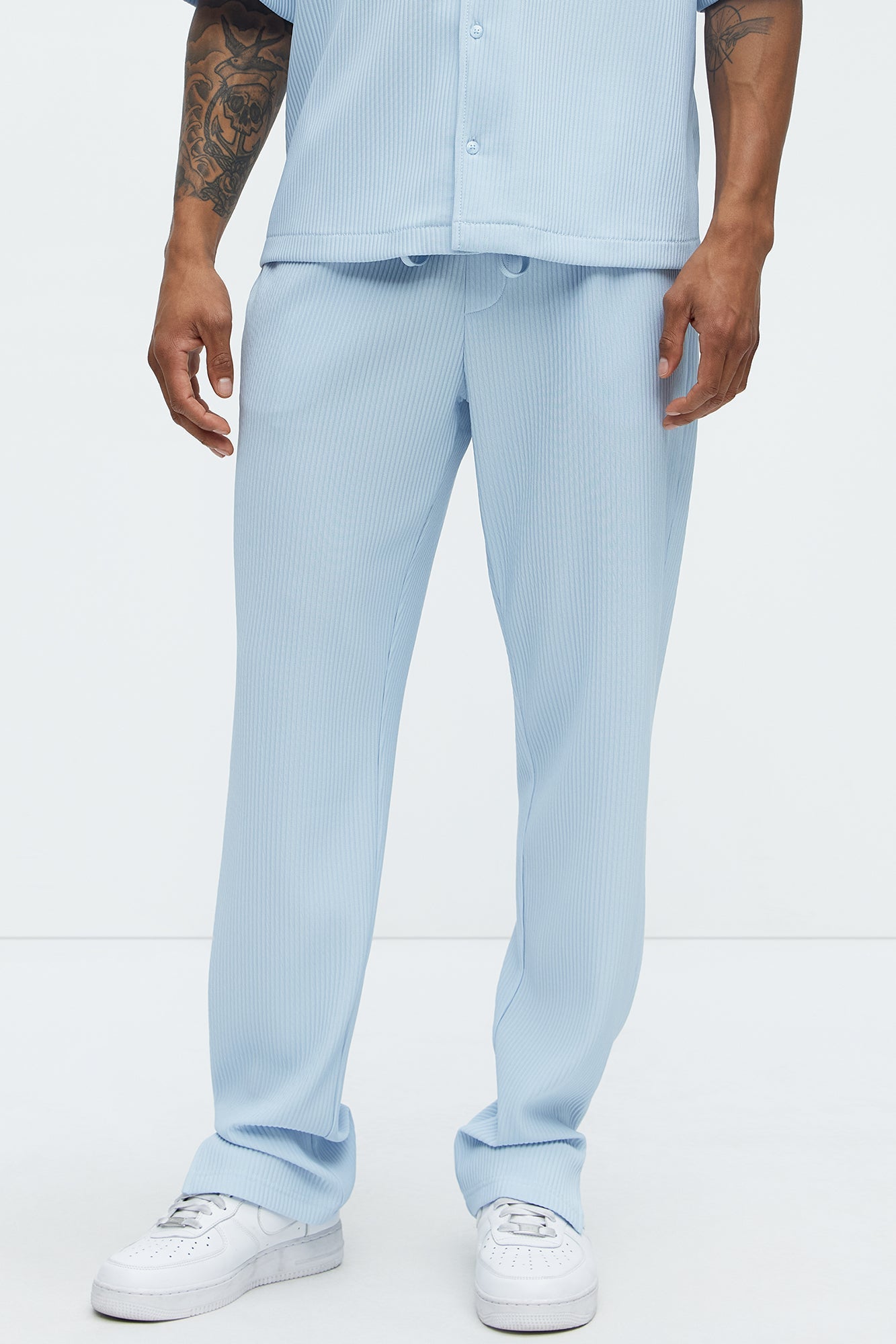 Show Up Slim Slit Pants - Light Blue Fashion Nova