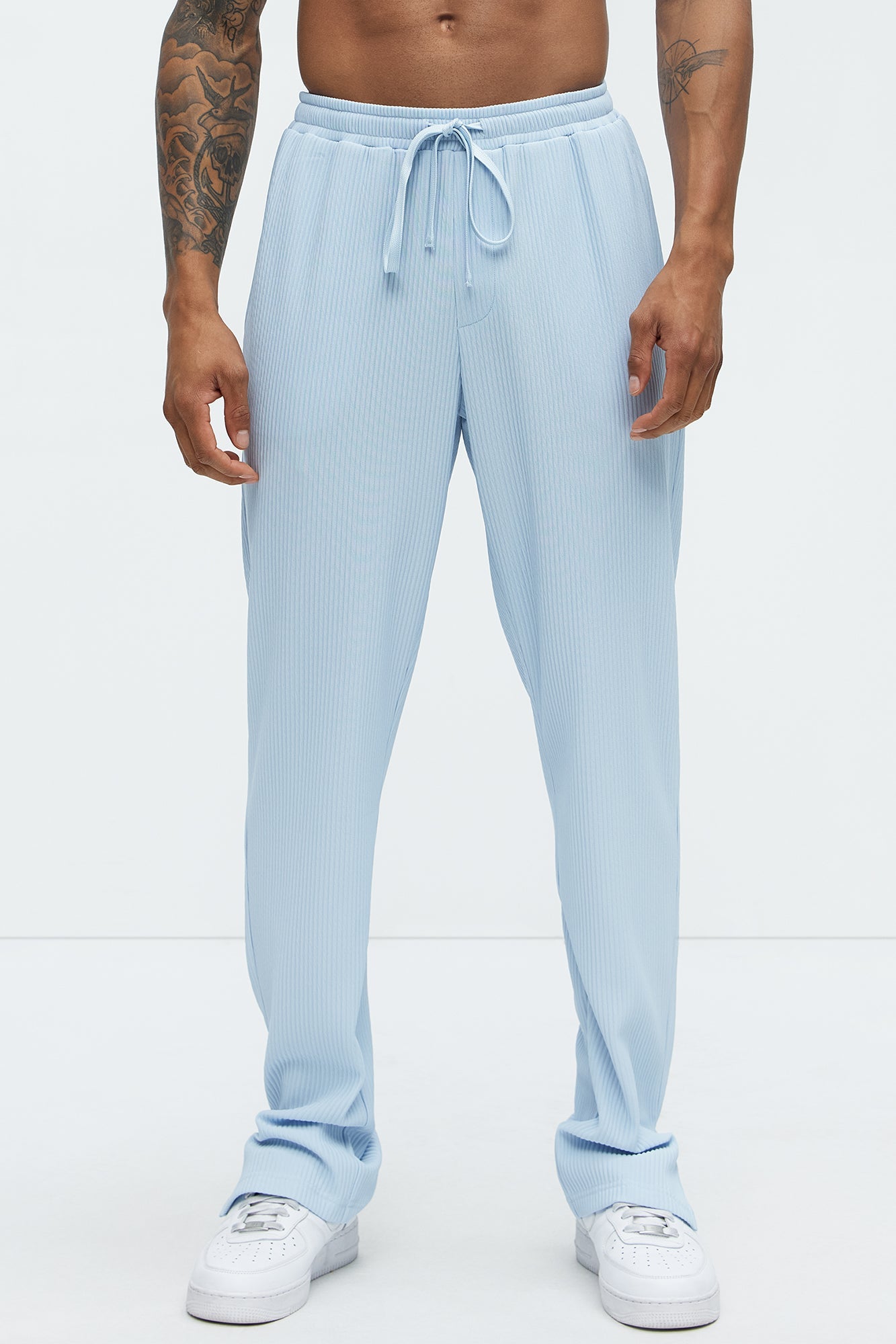 Show Up Slim Slit Pants - Light Blue Fashion Nova