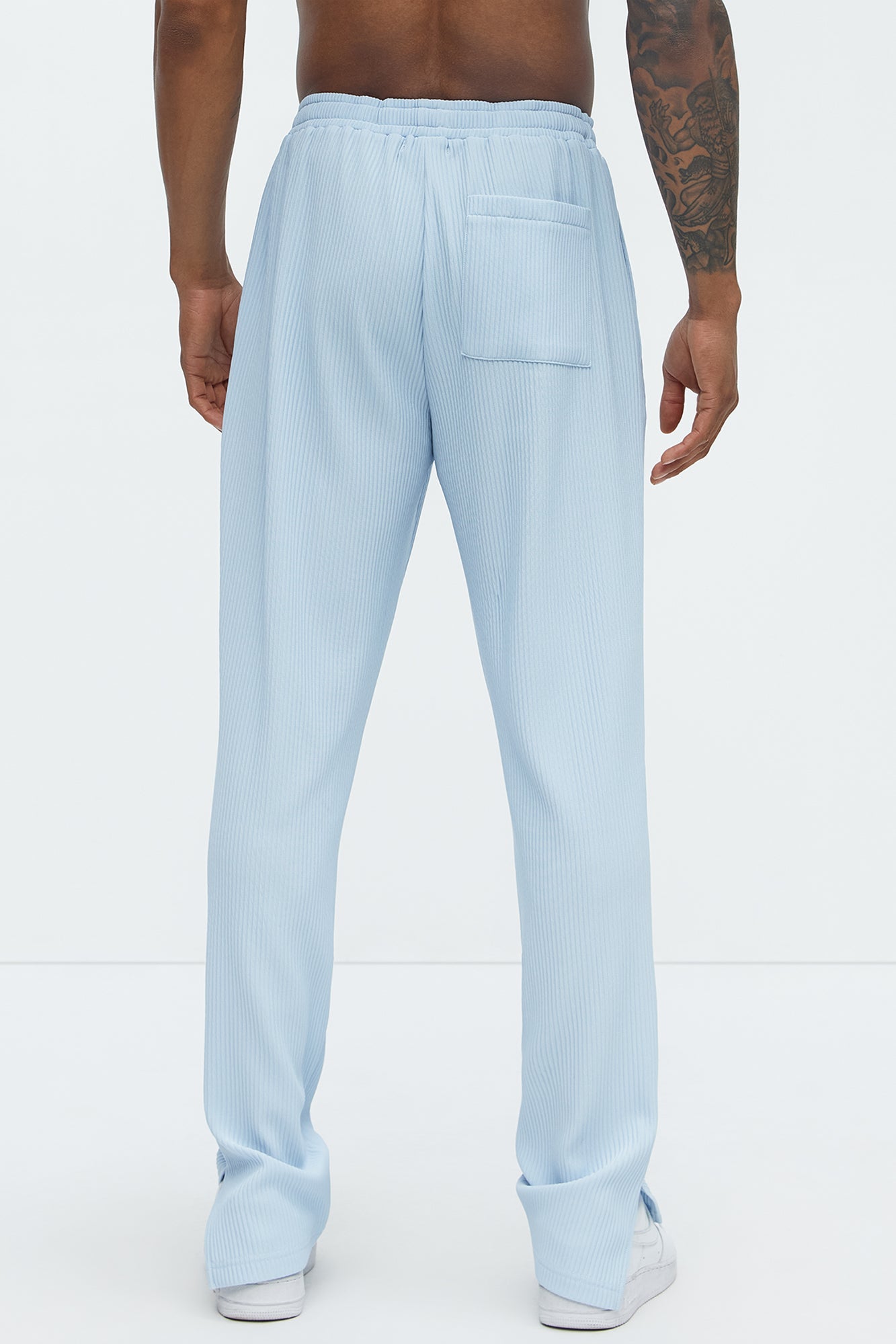 Show Up Slim Slit Pants - Light Blue Fashion Nova