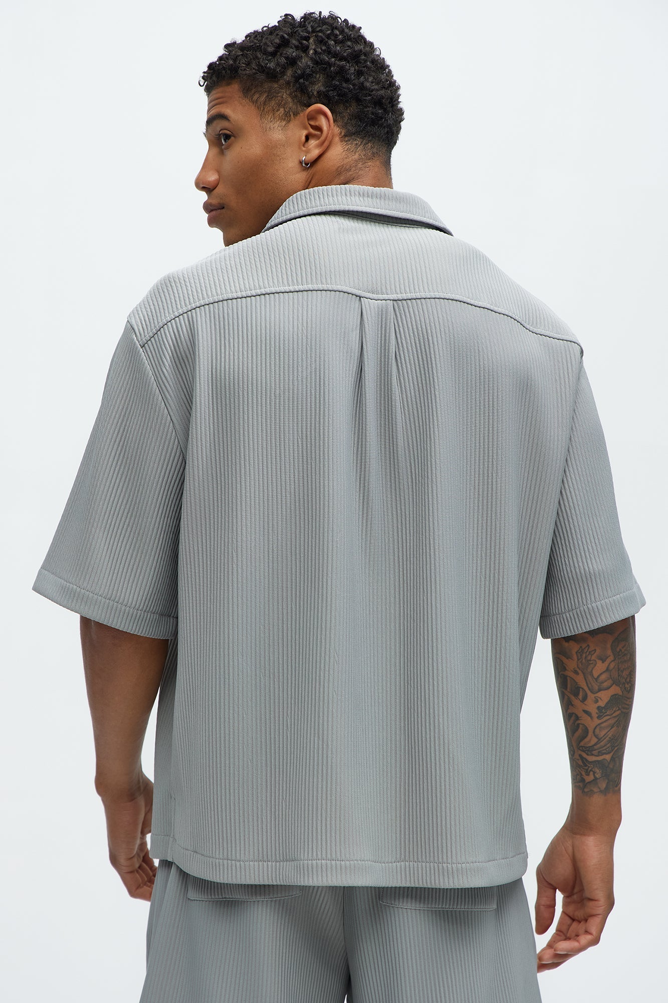 Show Up Short Sleeve Cuban Shirt - Grey Fashion Nova