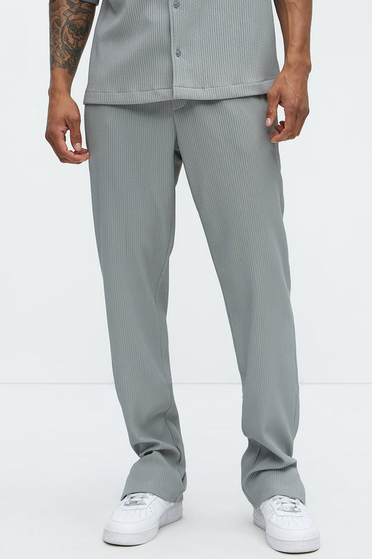 Show Up Slim Slit Pants - Grey Fashion Nova