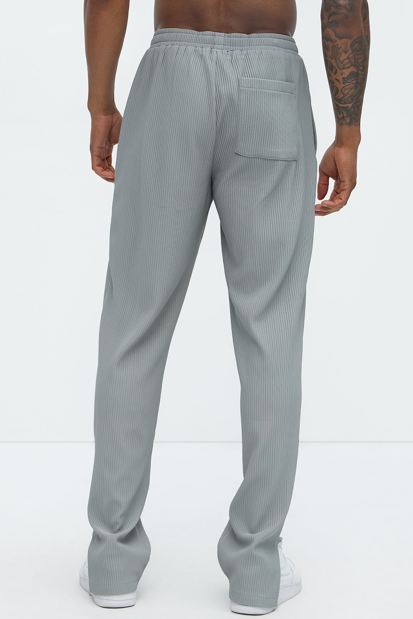 Show Up Slim Slit Pants - Grey Fashion Nova