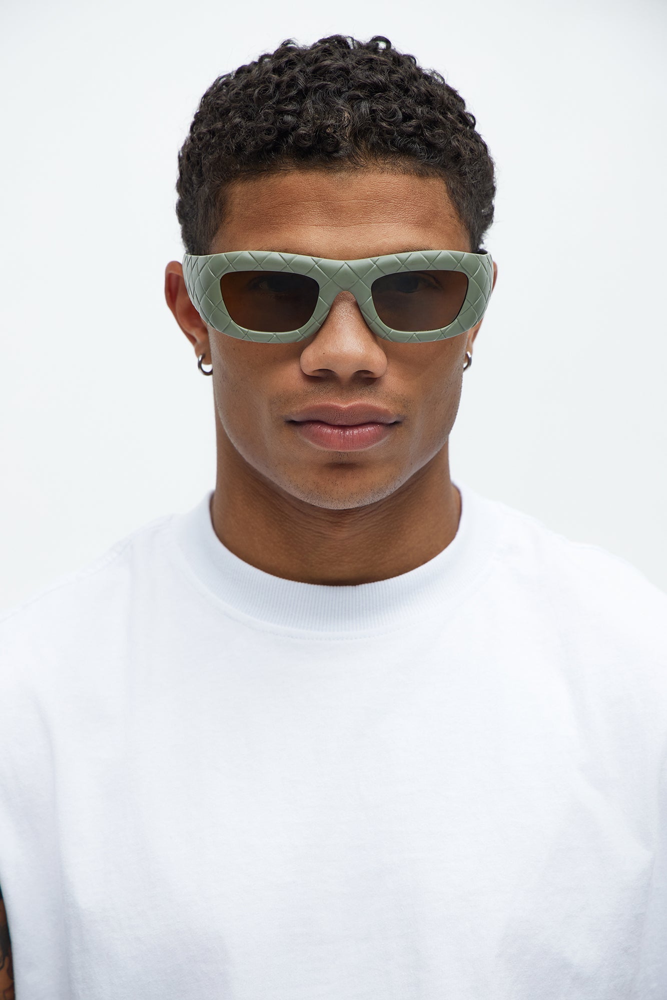 Quilted Pattern Sunglasses - Olive Fashion Nova