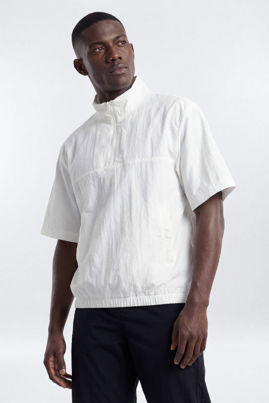 CoreNylon Short Sleeve Quarter Zip Jacket Top - Bright White Fashion Nova