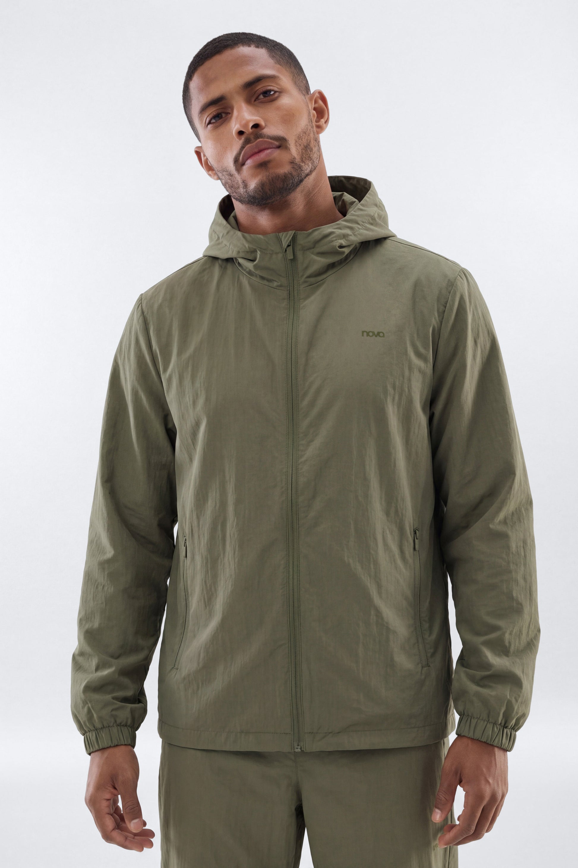 CoreNylon Hooded Full Zip Jacket - Moss Fashion Nova