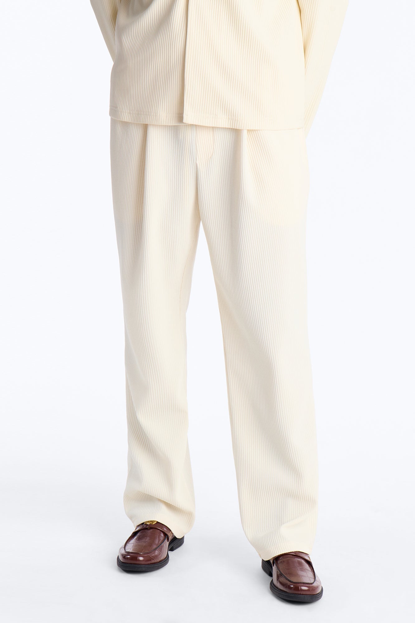 Show Up Straight Pleated Casual Trouser - Cream Fashion Nova