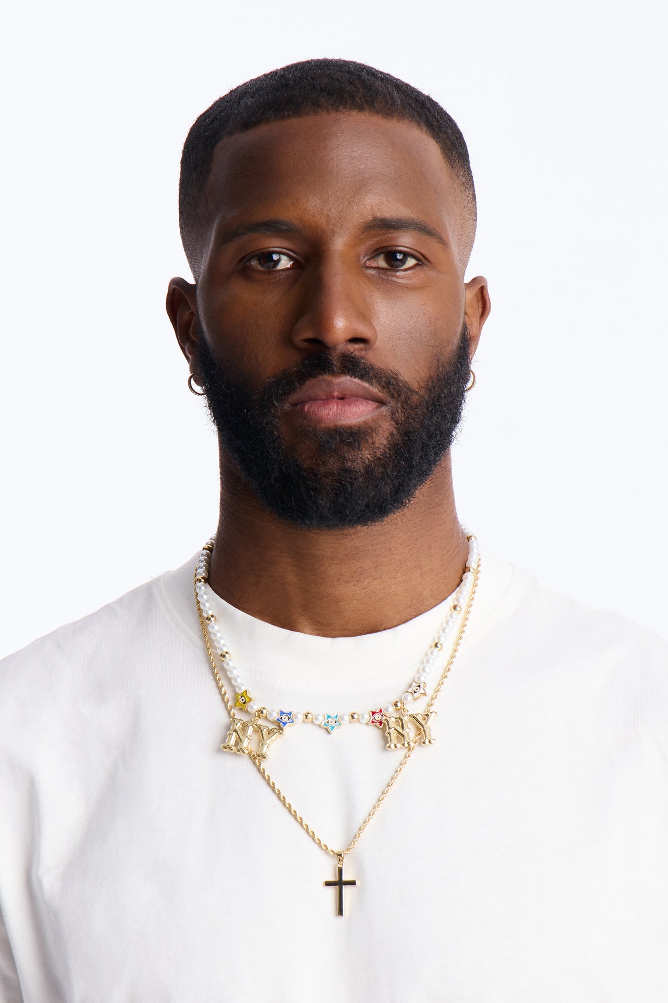 NY Pearl Charm And Layered Cross Pendant Necklace Set - Gold Fashion Nova
