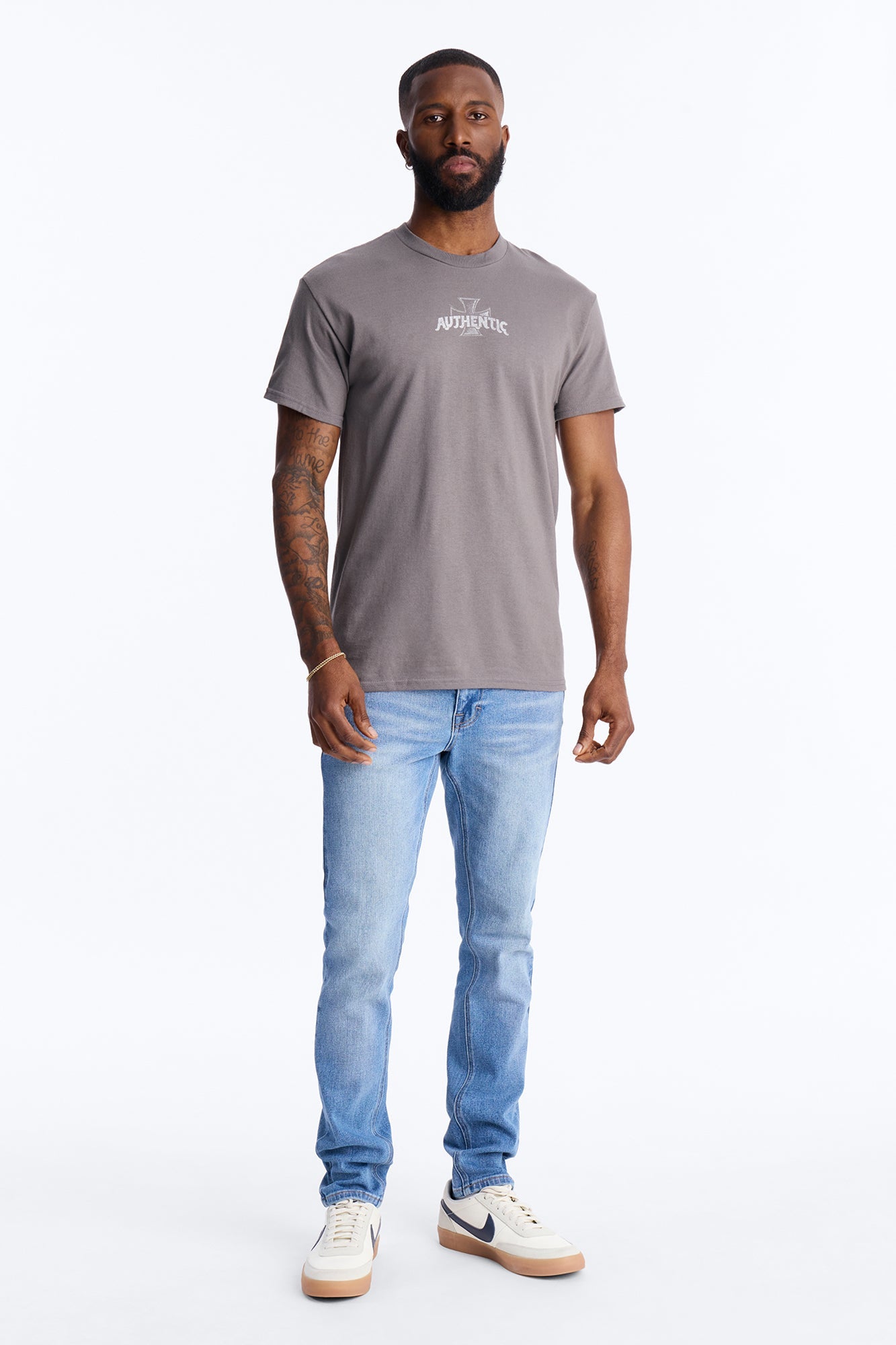 Authentic Vibes Short Sleeve Tee - Charcoal Fashion Nova
