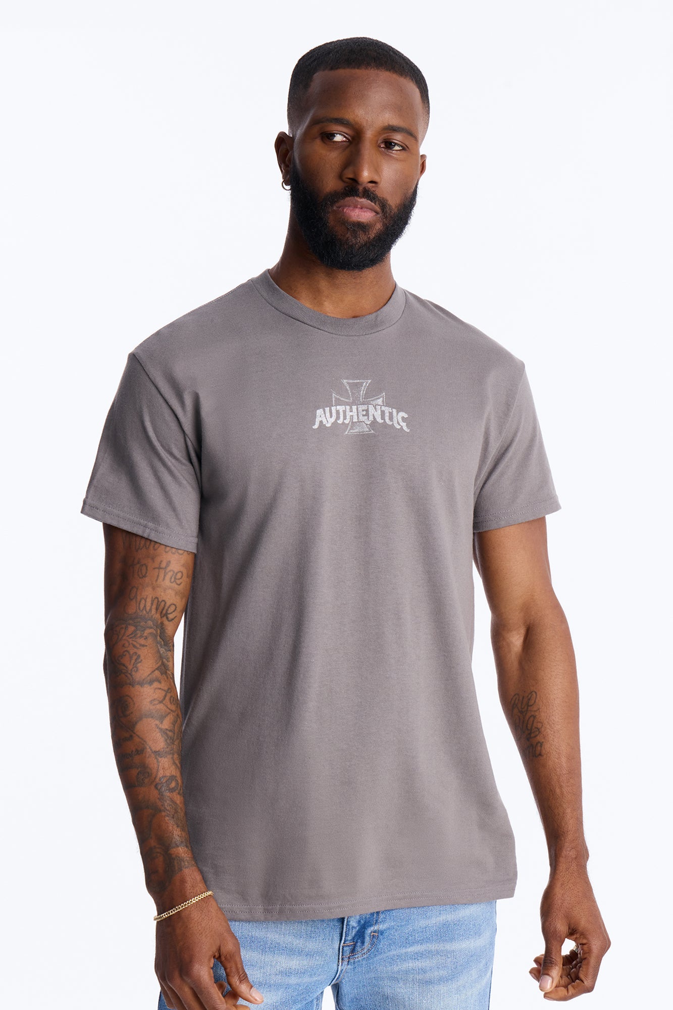 Authentic Vibes Short Sleeve Tee - Charcoal Fashion Nova