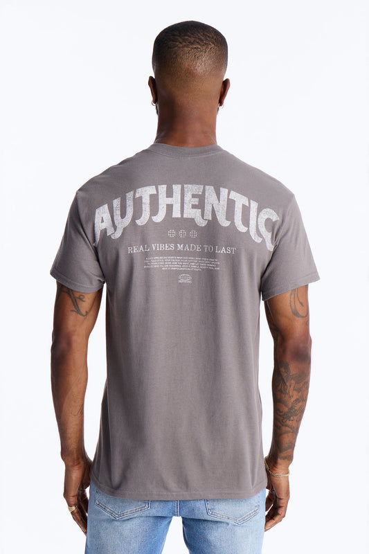 Authentic Vibes Short Sleeve Tee - Charcoal Fashion Nova