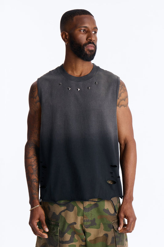 Washed Embellished Muscle Tee - Black Fashion Nova
