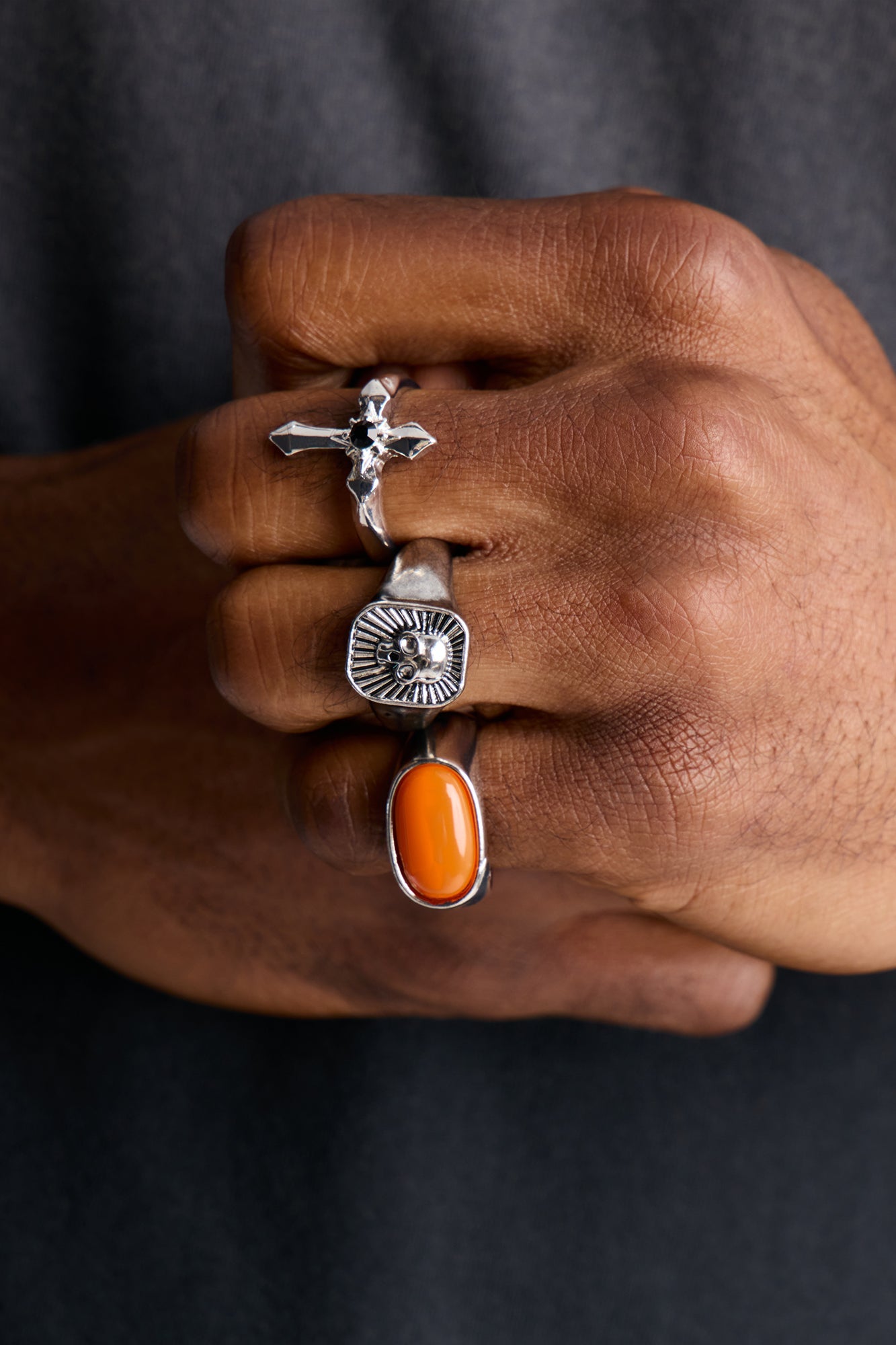 Deadly Inferno Ring Set - Silver Fashion Nova