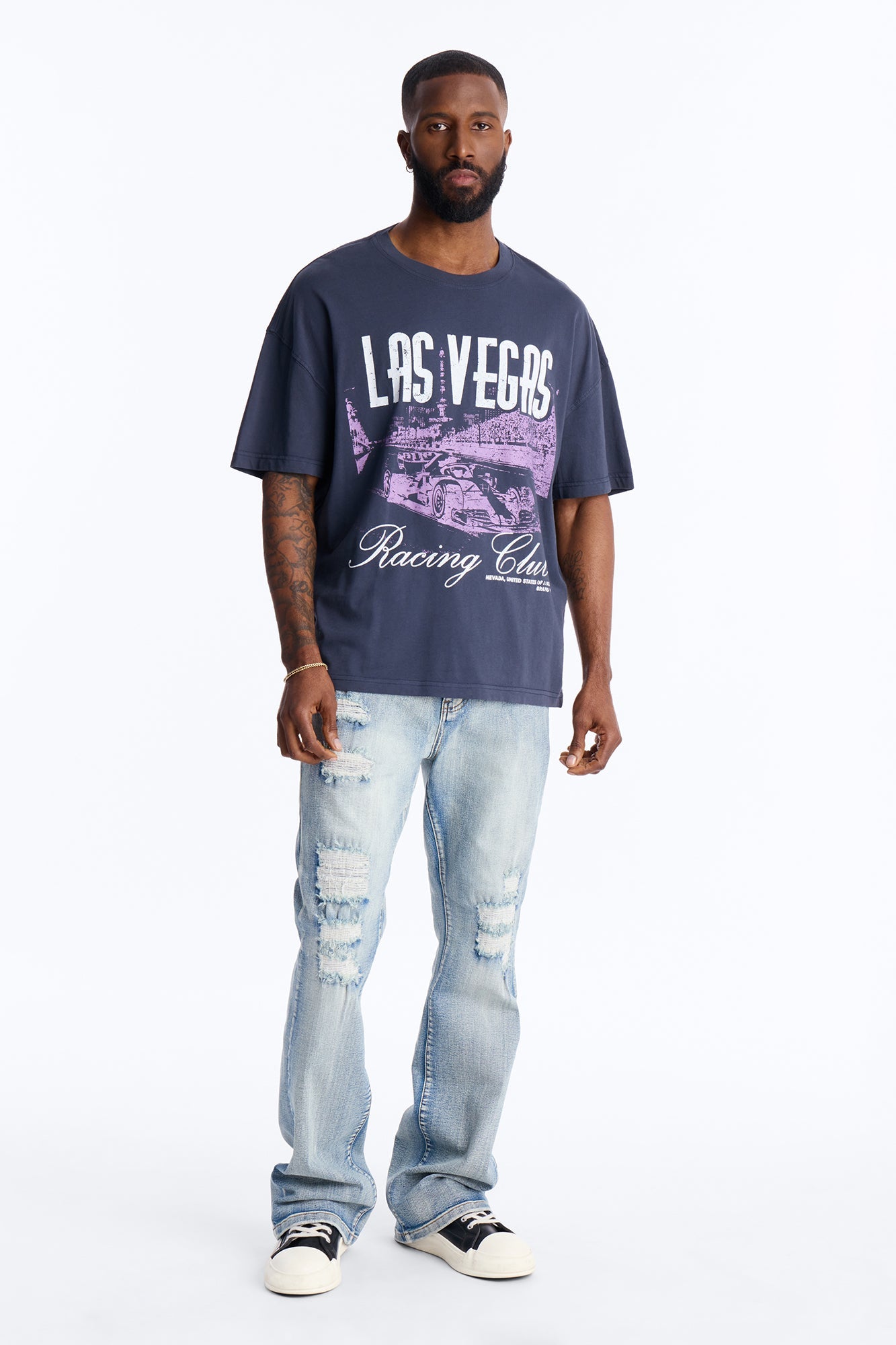 Las Vegas Racing Club Oversized Short Sleeve Tee - Navy Fashion Nova