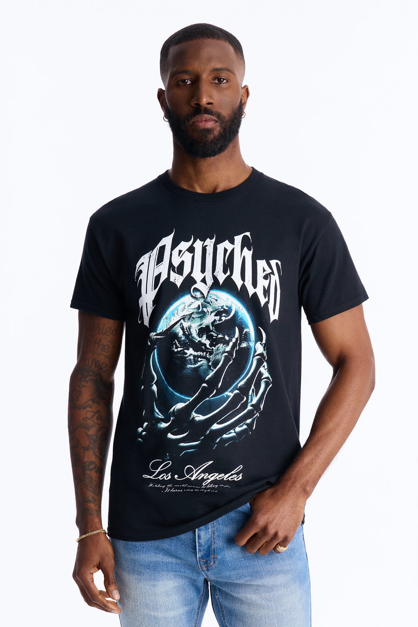 Psyched Worldwide Short Sleeve Tee - Black Fashion Nova