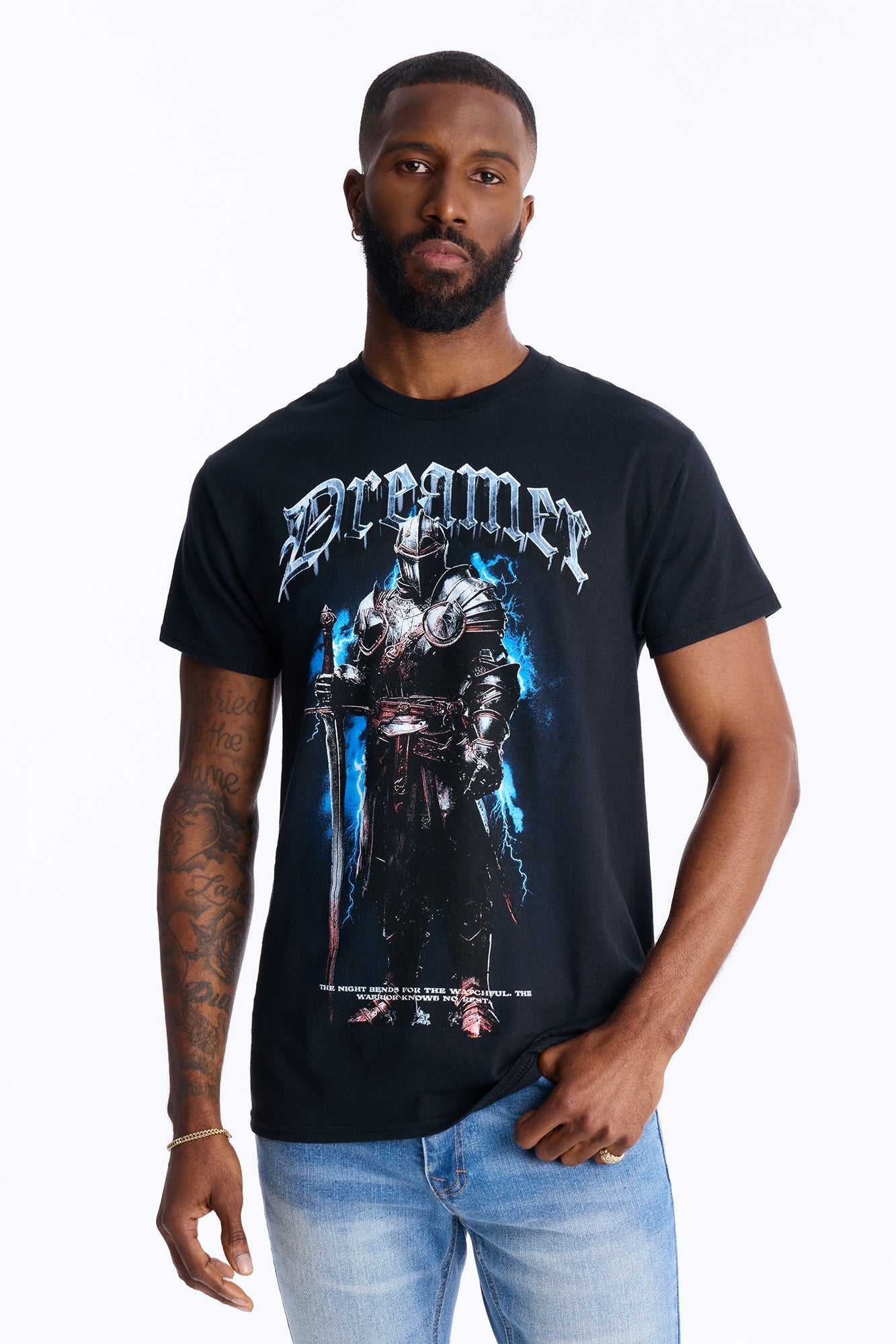 Dreamer And Fighter Short Sleeve Tee - Black Fashion Nova