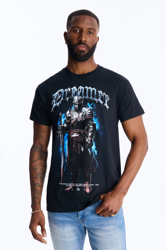 Dreamer And Fighter Short Sleeve Tee - Black Fashion Nova