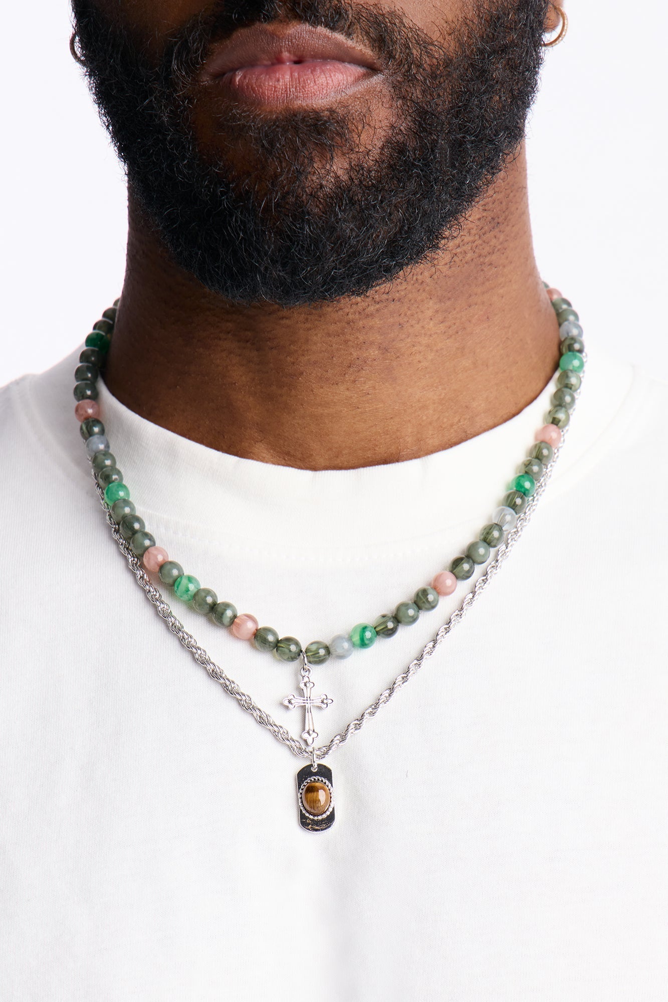 Blessed Chain Necklace Set - Silver Fashion Nova