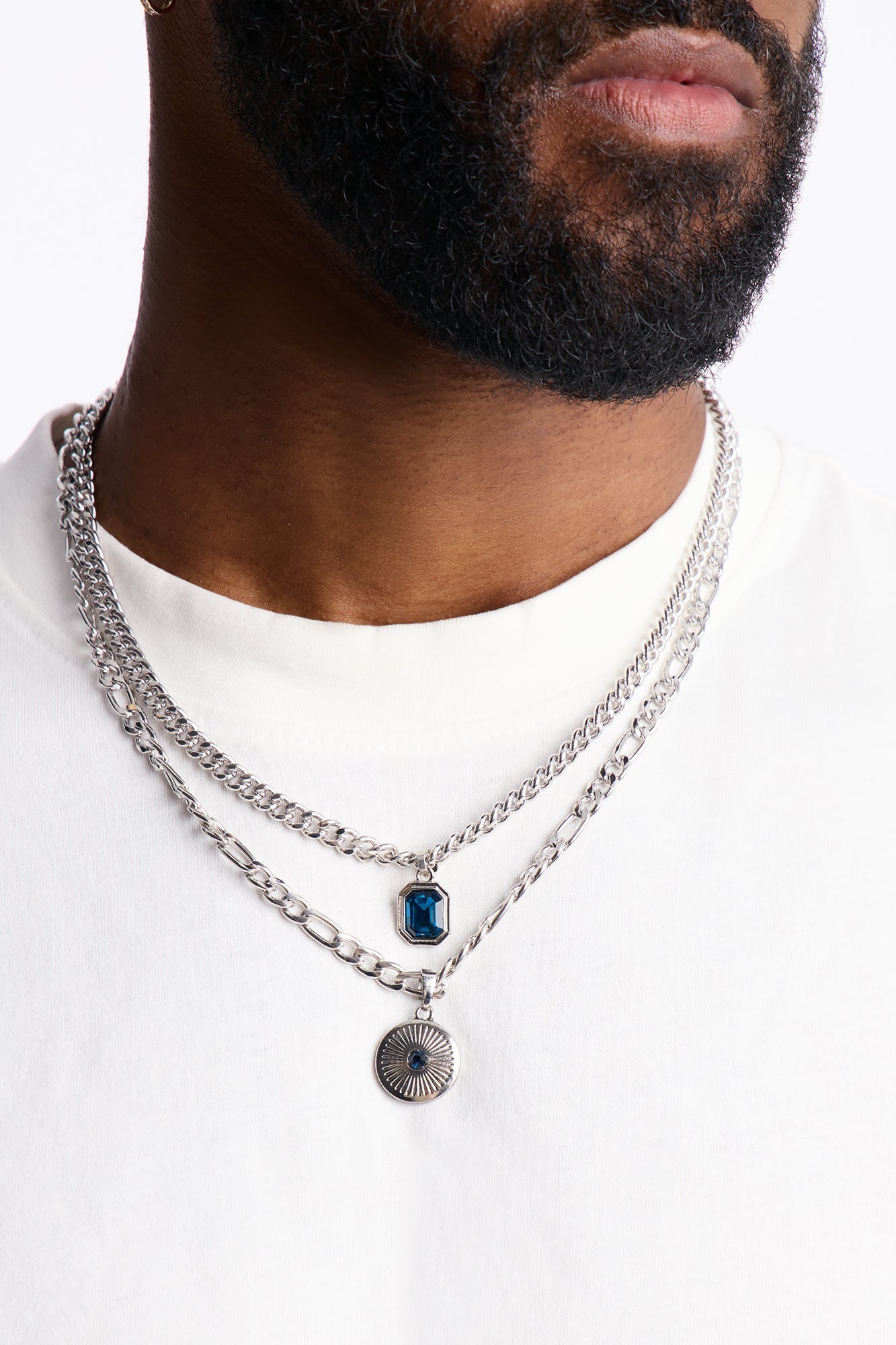 Double Down Necklace Set - Silver Fashion Nova