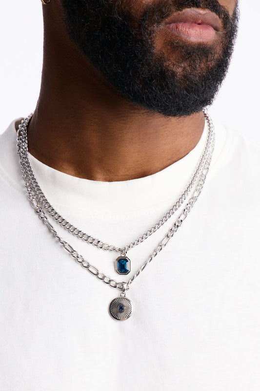 Double Down Necklace Set - Silver Fashion Nova