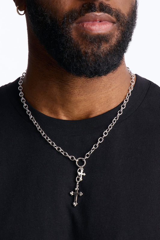 Faithline Chain Necklace - Silver Fashion Nova
