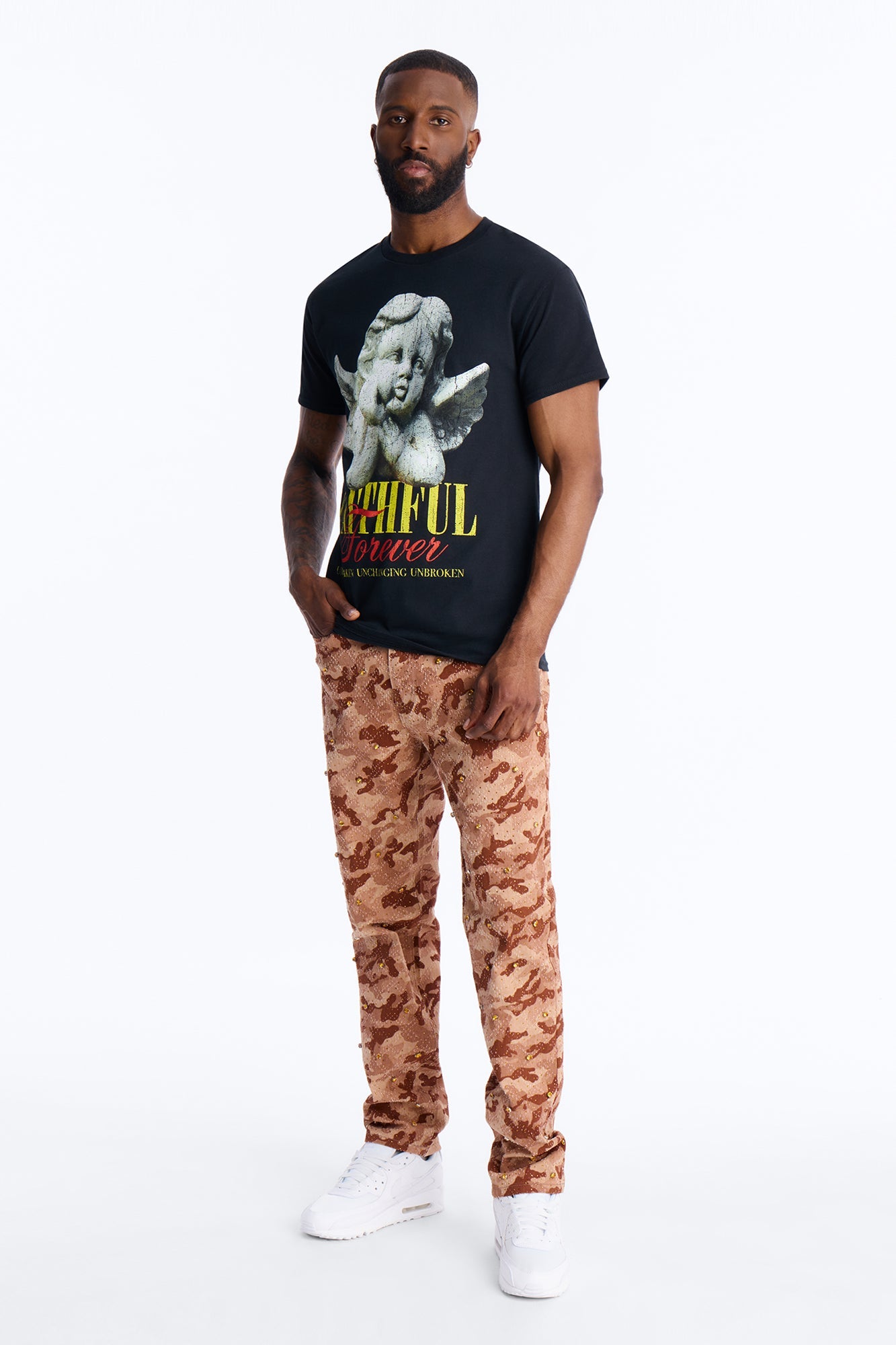 Faithful Forever Angel Short Sleeve Tee - Black Fashion Nova