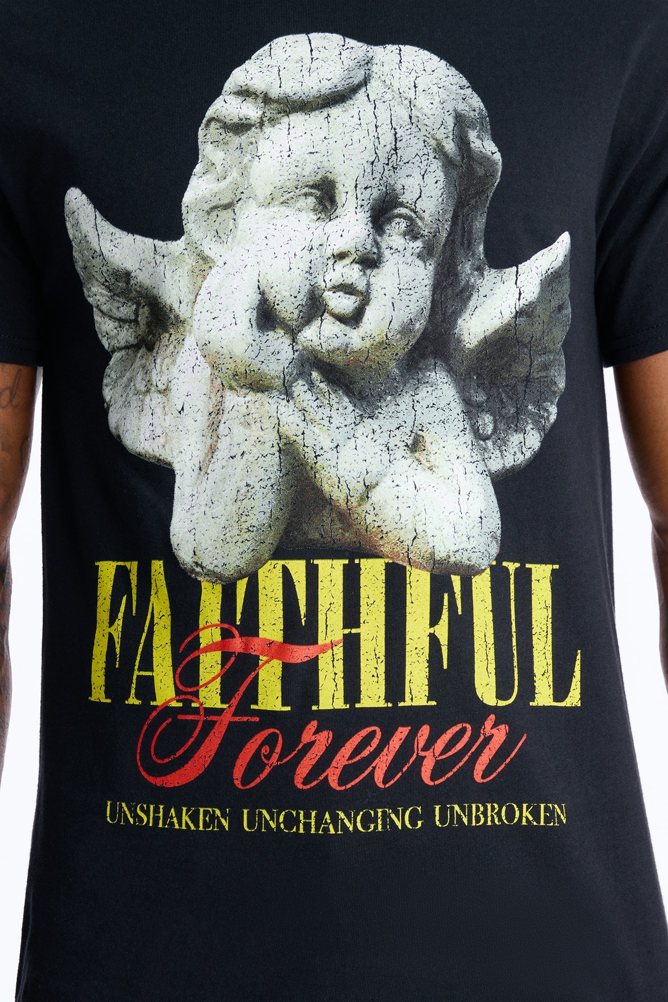 Faithful Forever Angel Short Sleeve Tee - Black Fashion Nova