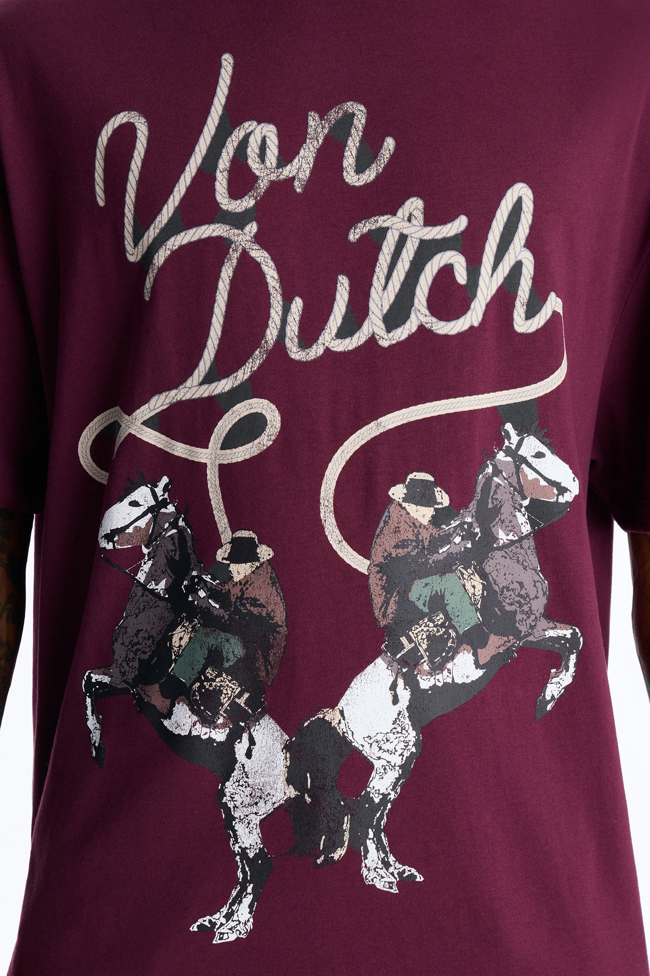 Von Dutch Cowboy Boxy Short Sleeve Tee - Burgundy Fashion Nova