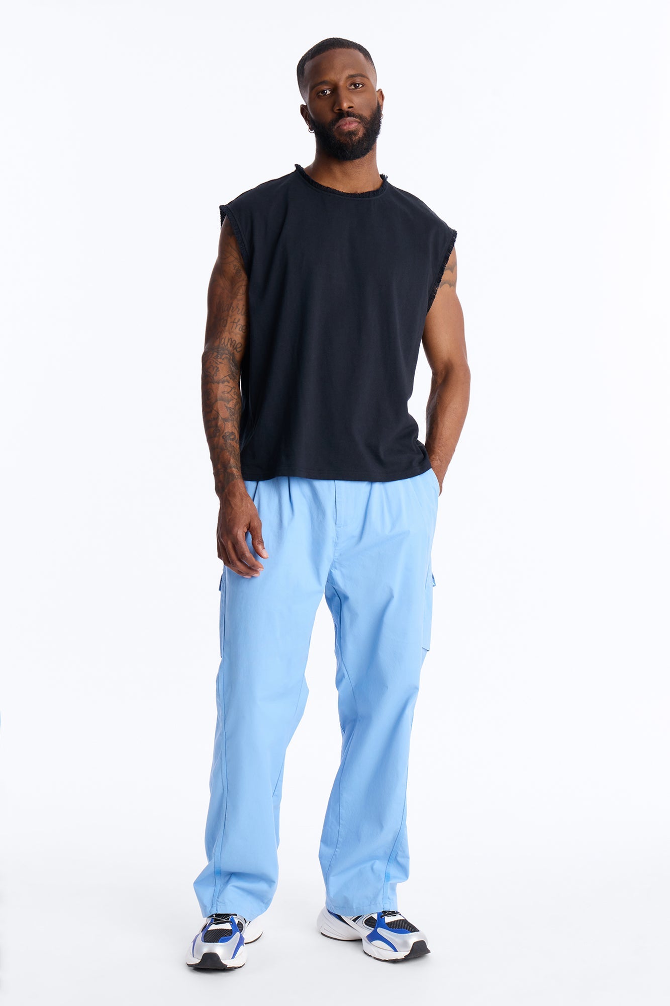 Barrel Accordion Pant - Blue Fashion Nova