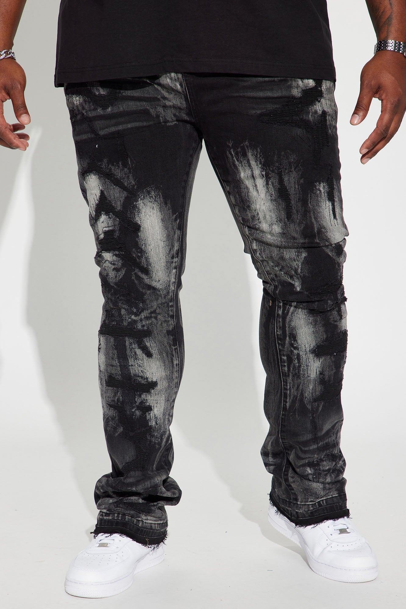 No Cap Stacked Skinny Flare Jeans - Black Wash Fashion Nova