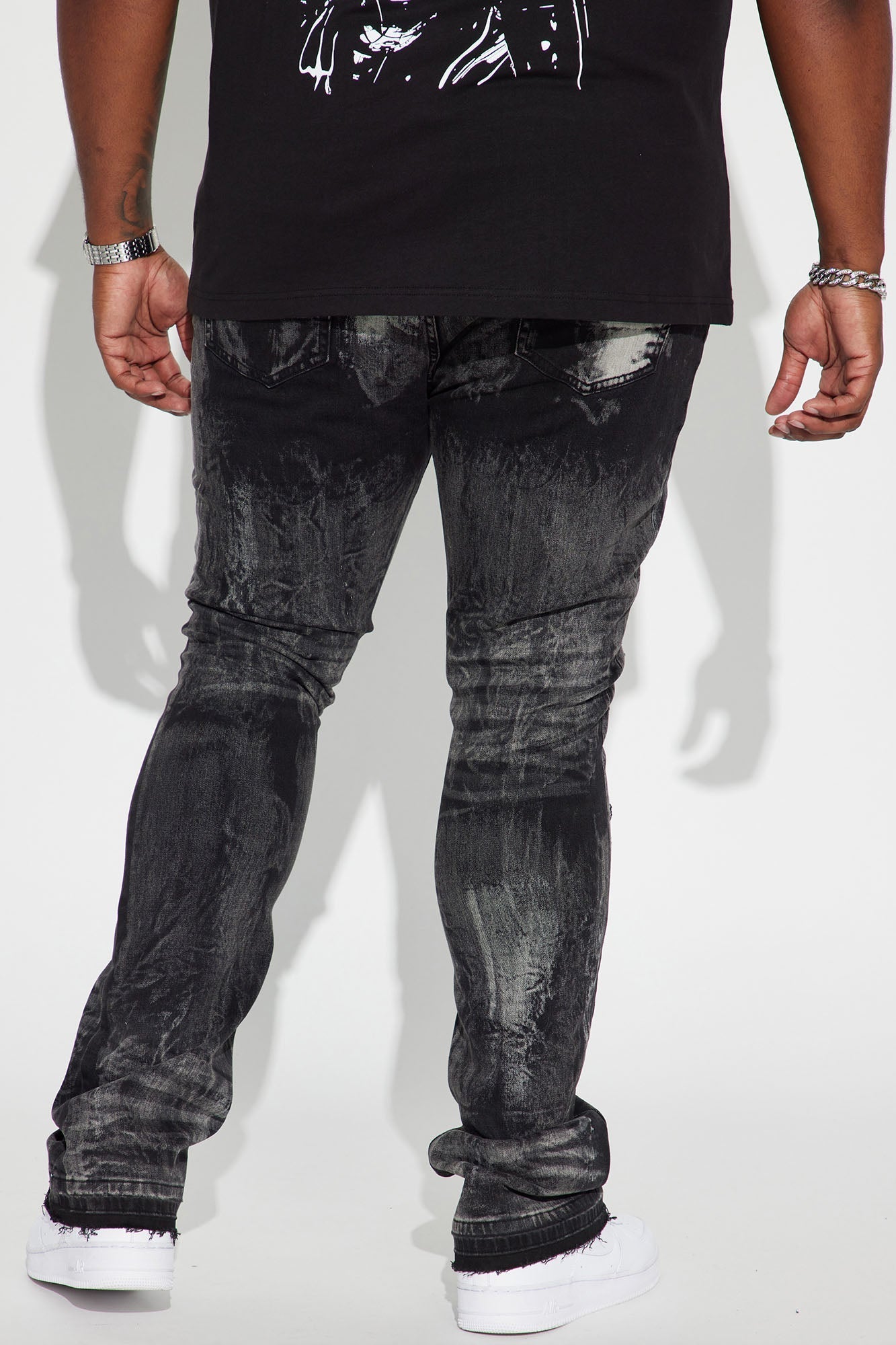 No Cap Stacked Skinny Flare Jeans - Black Wash Fashion Nova