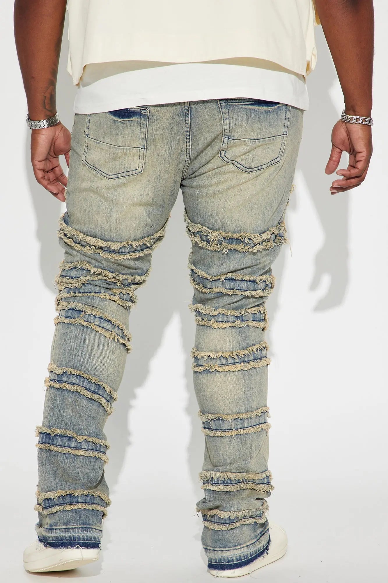 About Fray Stacked Skinny Flare Jeans - Vintage Blue Wash Fashion Nova