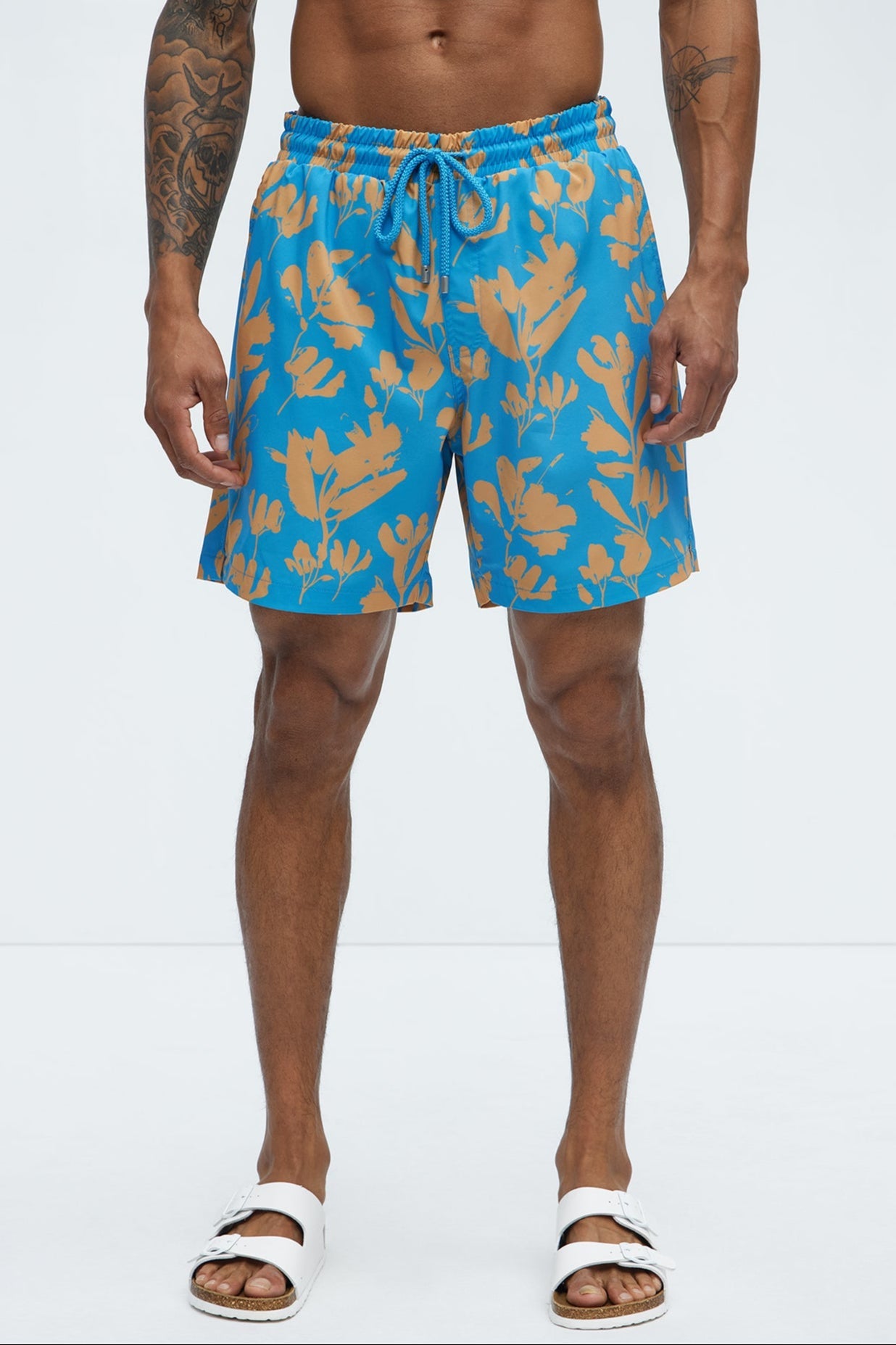 Bloom Off Swim Trunk - Blue/combo Fashion Nova