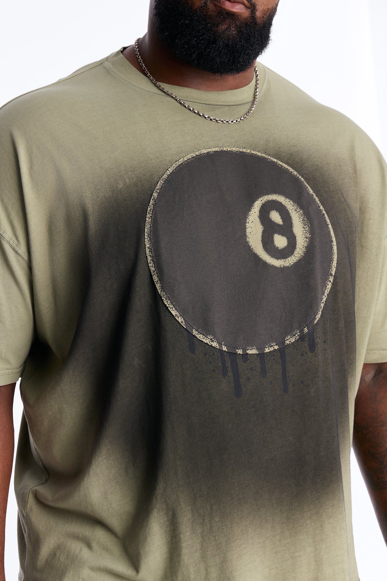 Fading Out 8 Ball Short Sleeve Tee - Olive Fashion Nova