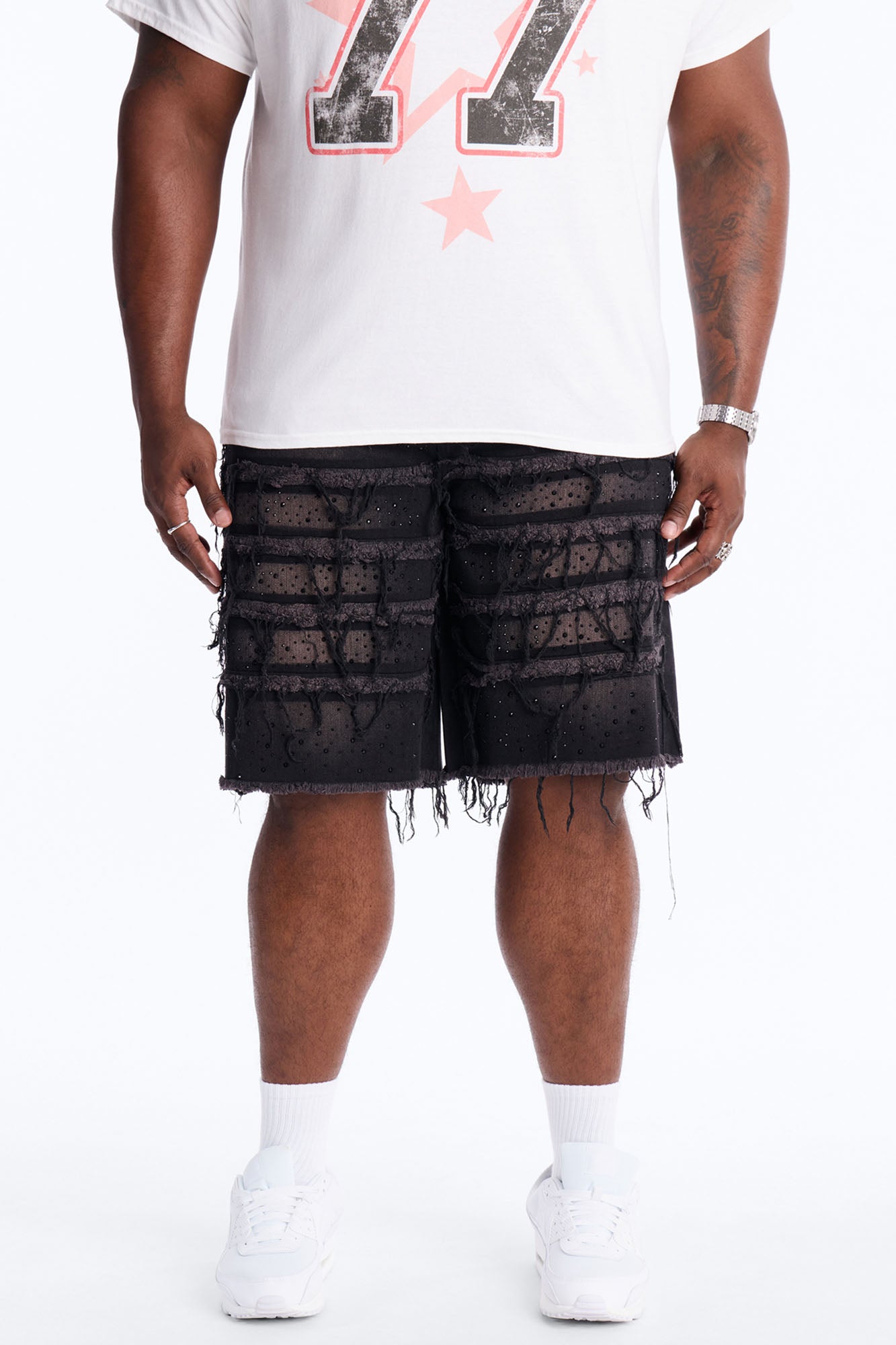 Relaxed Jeweled Havoc Denim Short - Black Fashion Nova